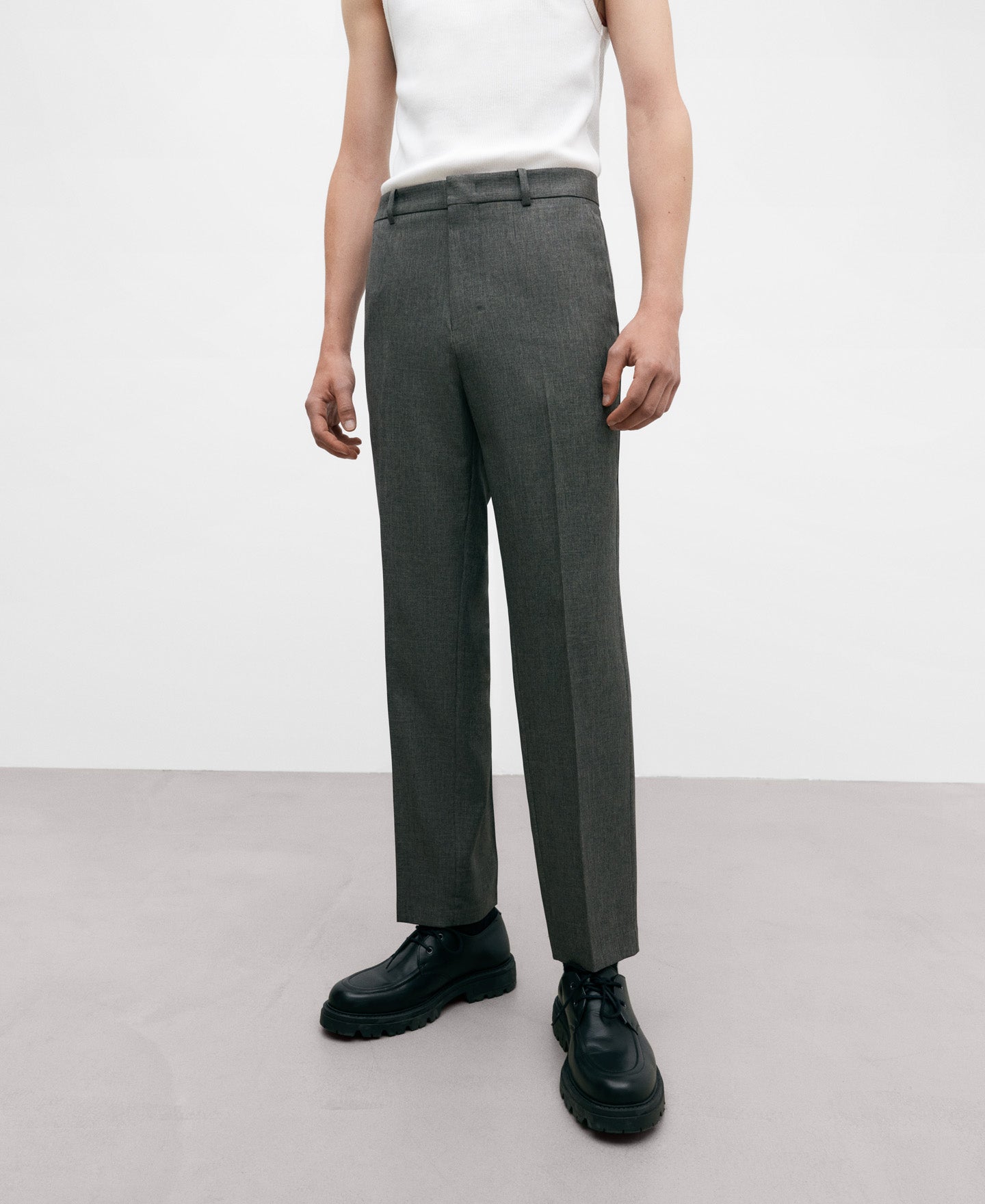 Regular-Fit Grey Tailored Men's Trousers