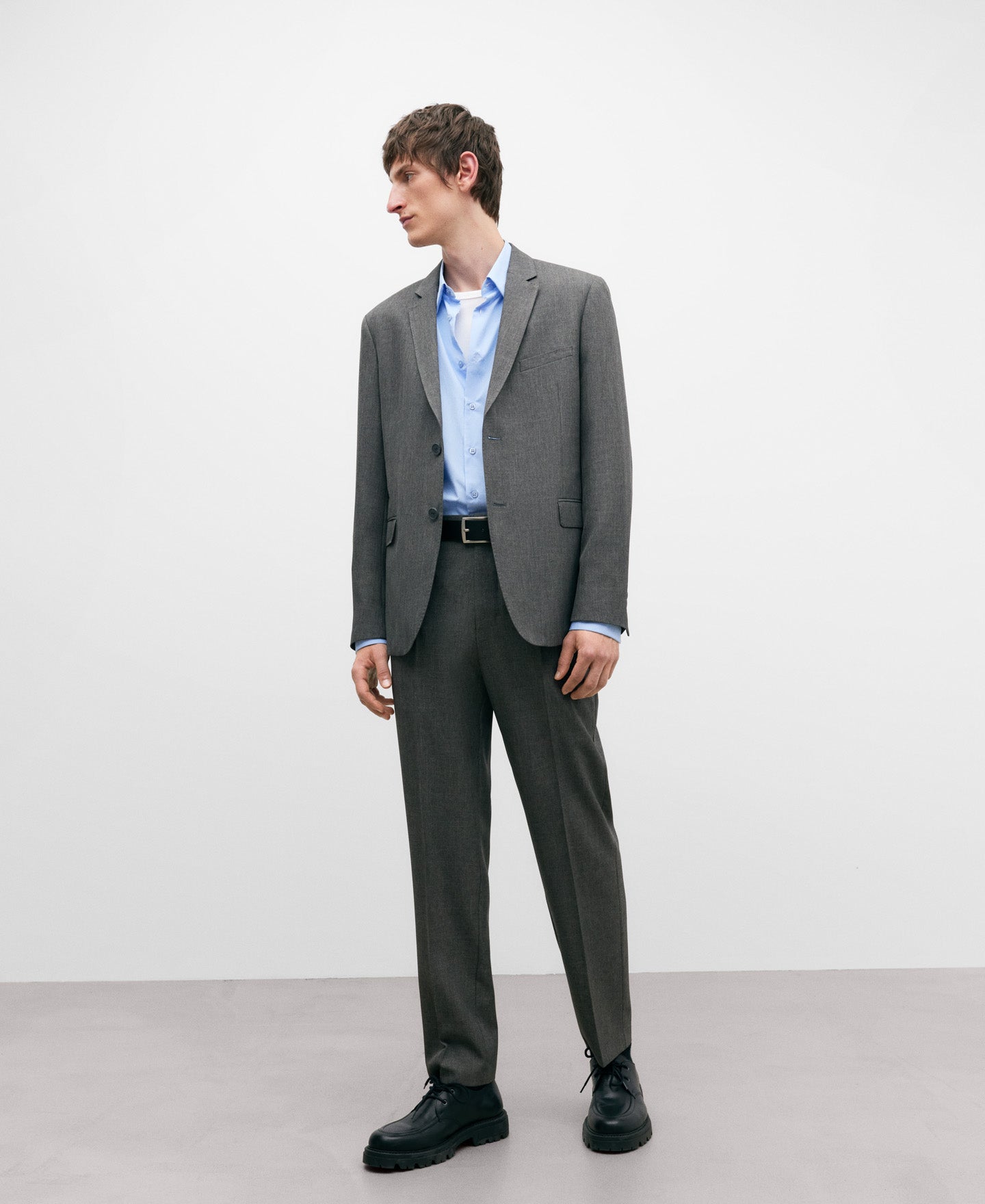 Regular-Fit Grey Tailored Men's Trousers