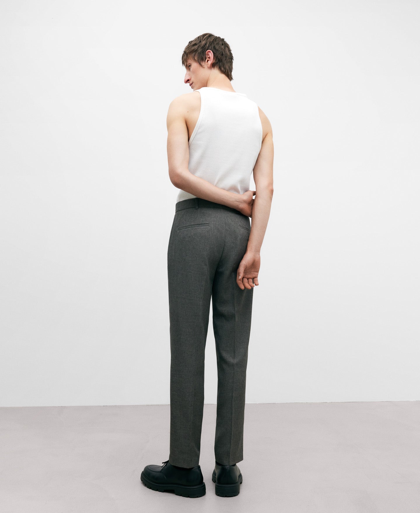 Regular-Fit Grey Tailored Men's Trousers