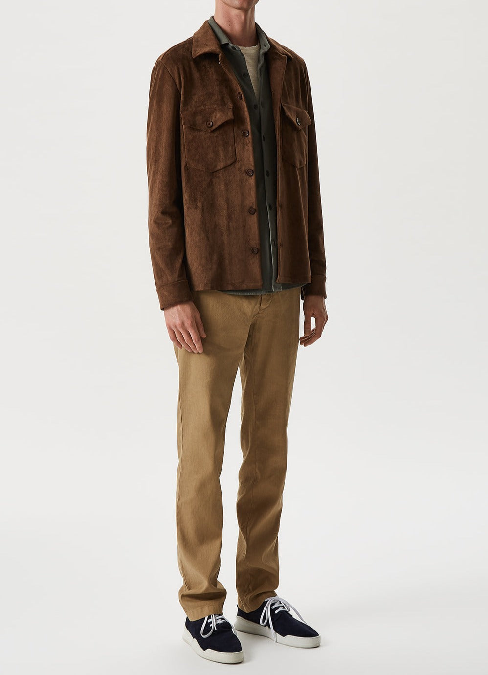 Khaki Chino Trousers With Micro-Motif