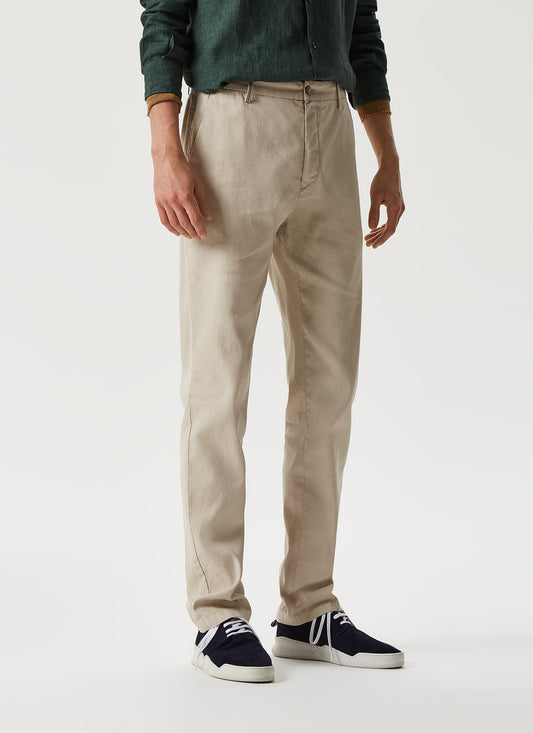 Sand Chino Trousers With Micro-Motif