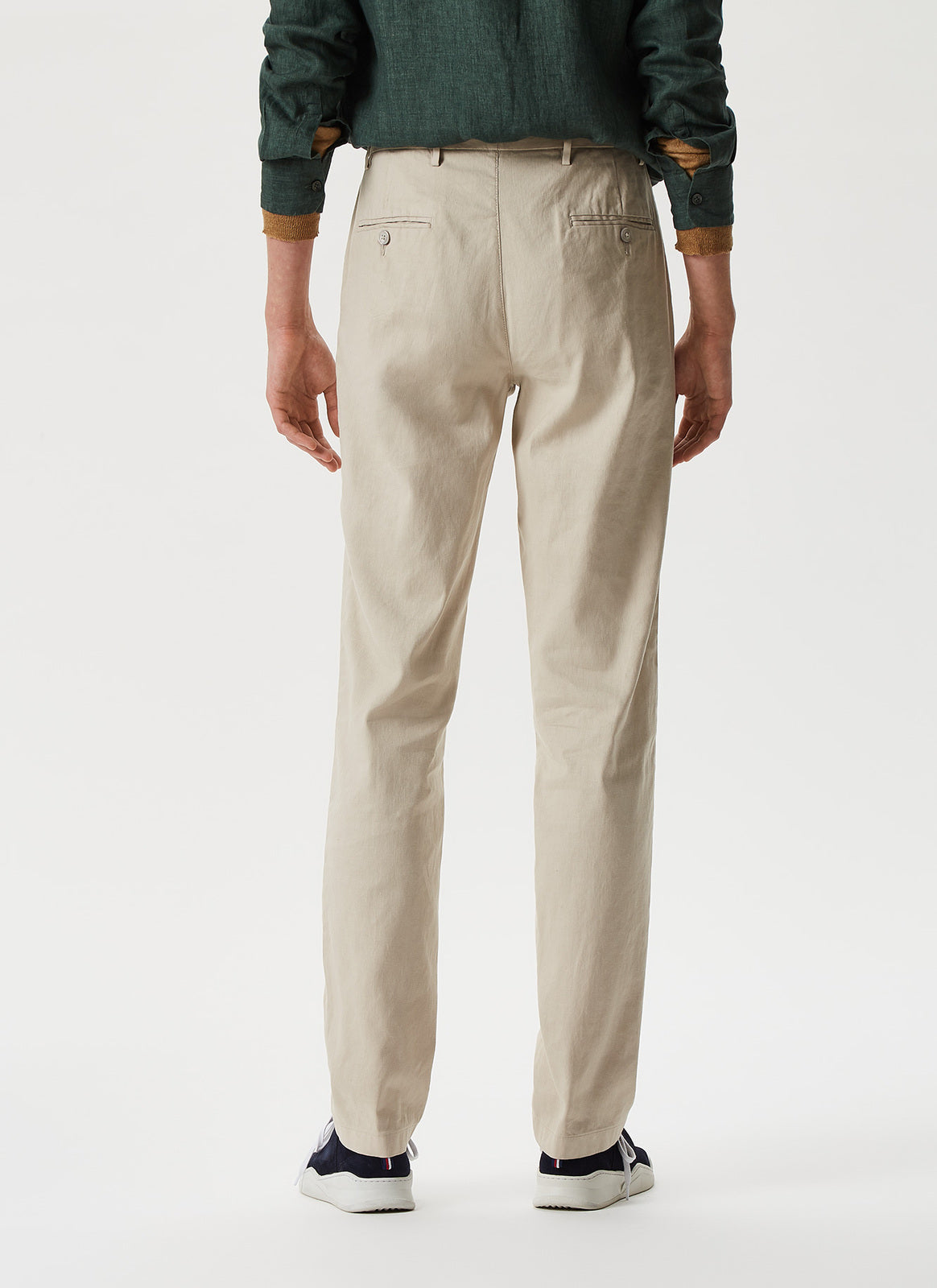 Sand Chino Trousers With Micro-Motif