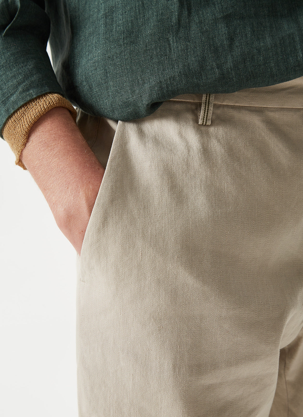 Sand Chino Trousers With Micro-Motif