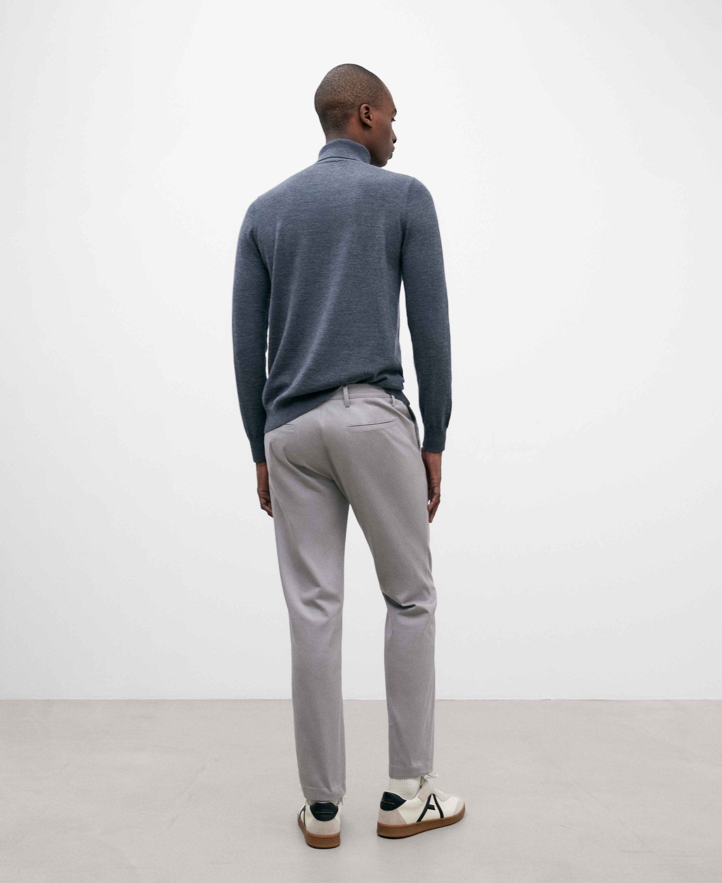 Grey Slim Fit Chino Cotton Trousers For Men