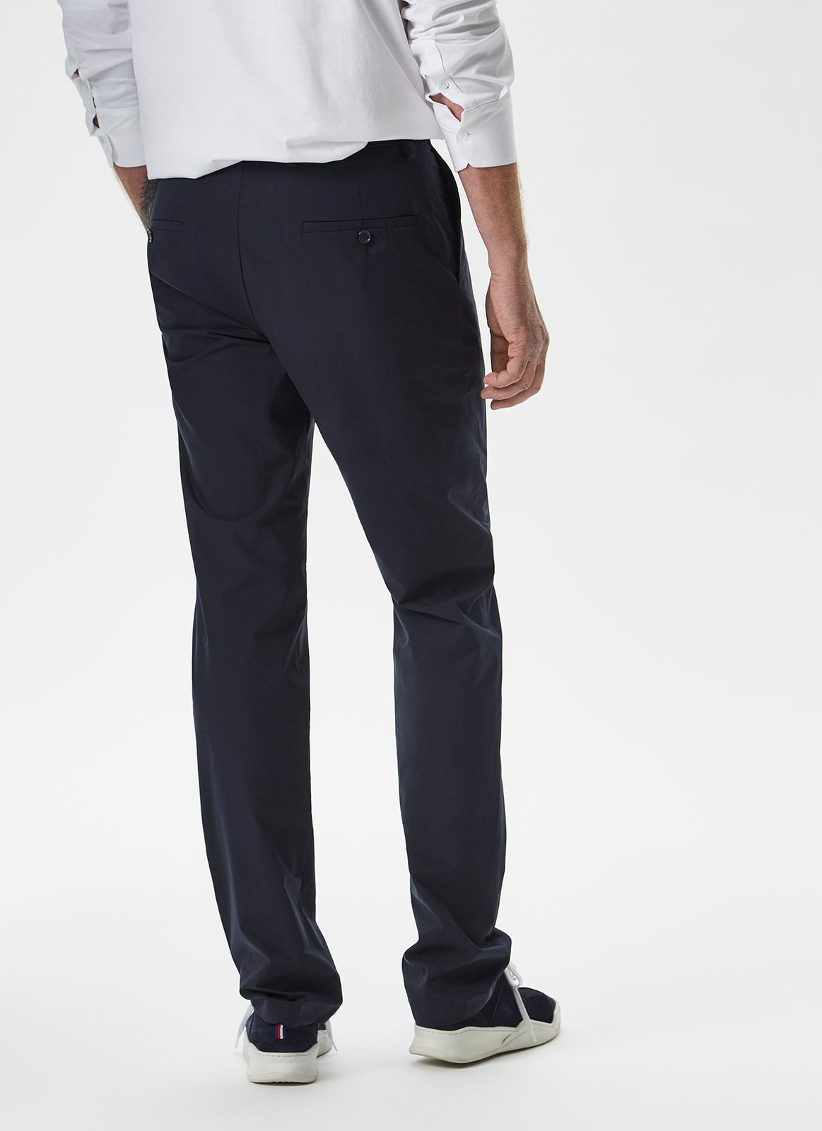 Navy Blue Poplin Cotton & Lyocell Trousers