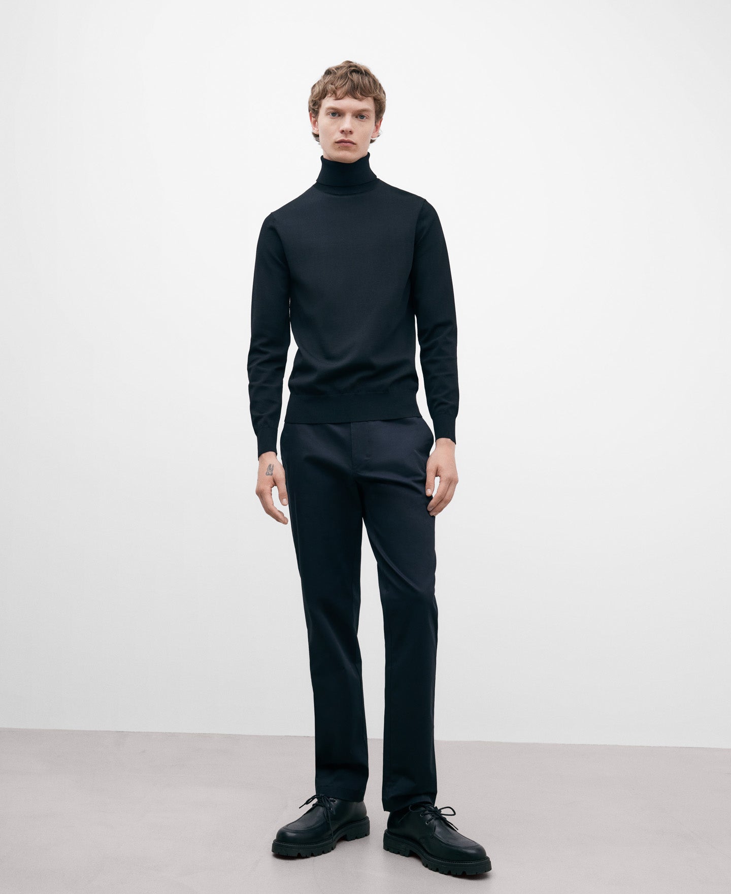 Black Cotton Twill Chino Trousers