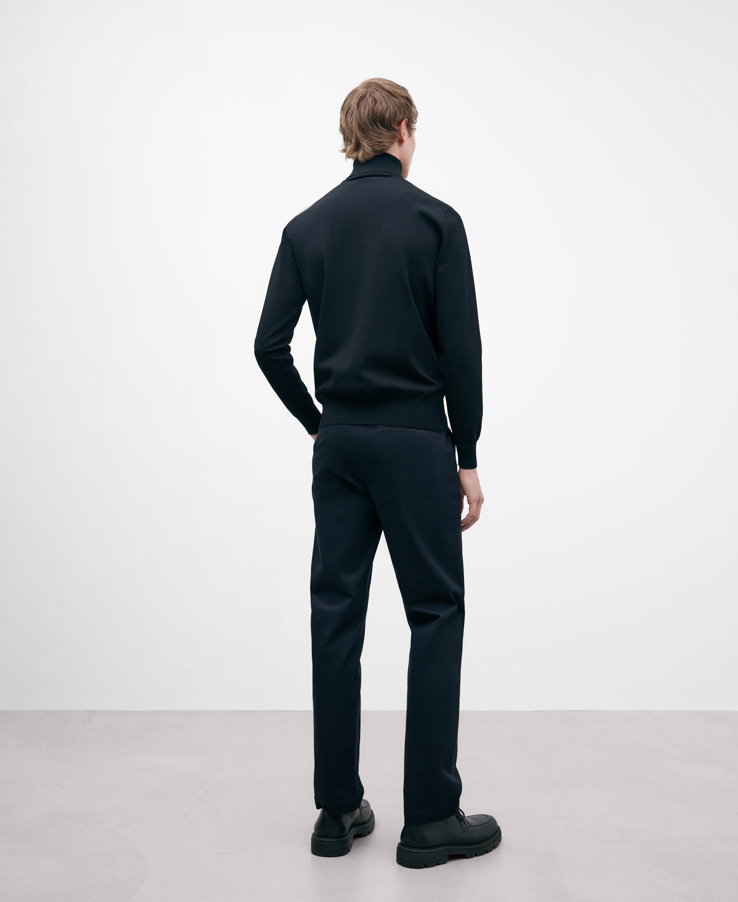 Black Cotton Twill Chino Trousers