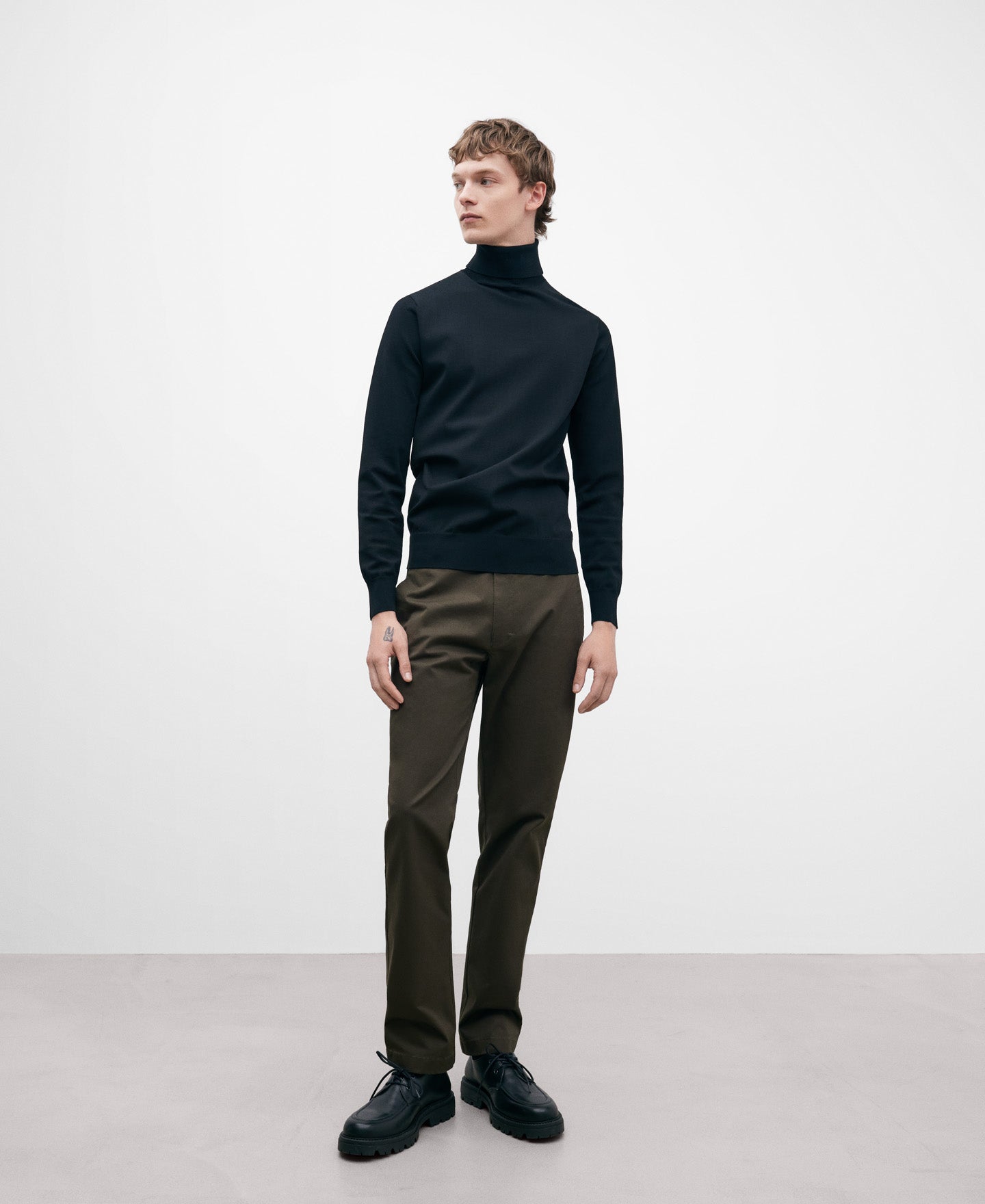 Khaki Cotton Twill Chino Trousers