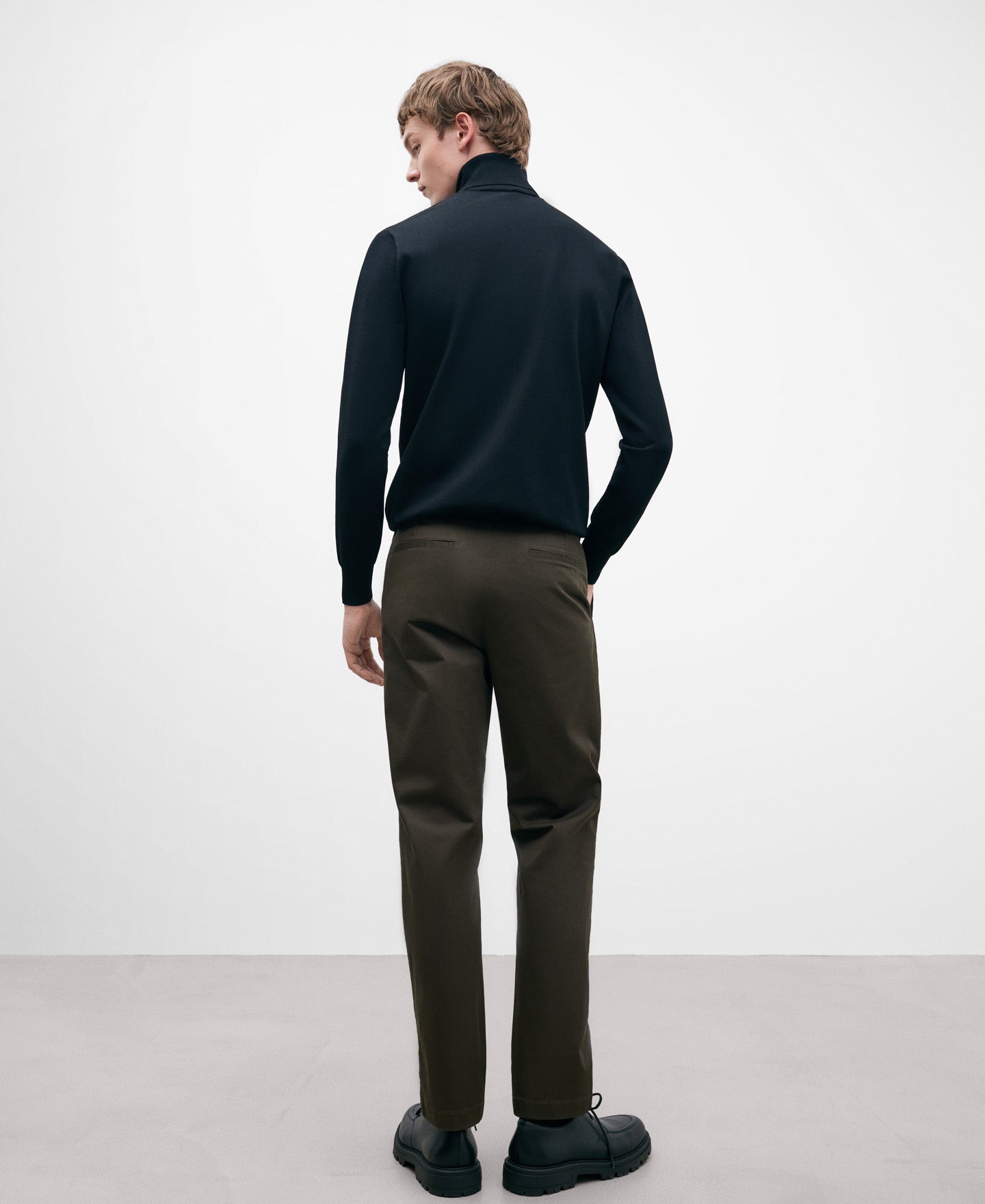 Khaki Cotton Twill Chino Trousers