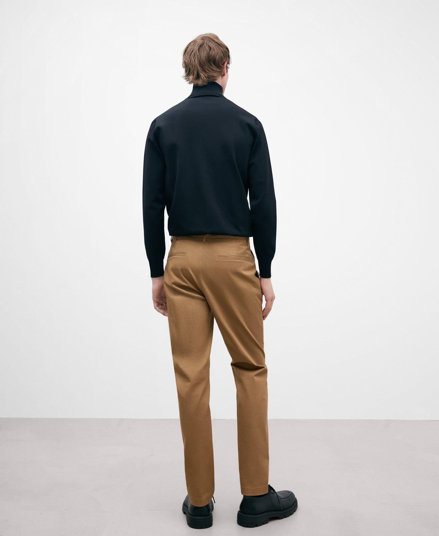 Camel Cotton Twill Chino Trousers