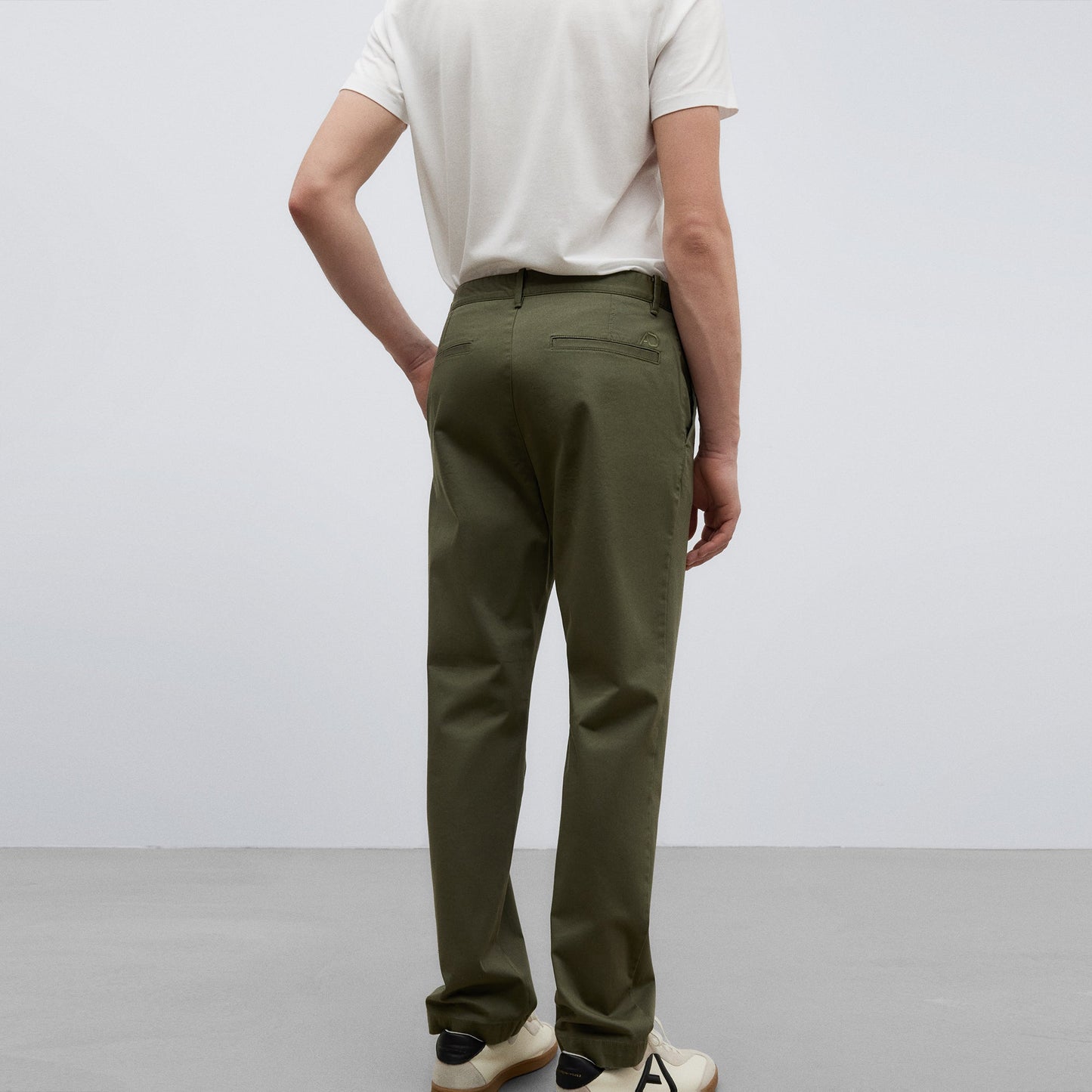 Dark Green Cotton Twill Chino Trousers