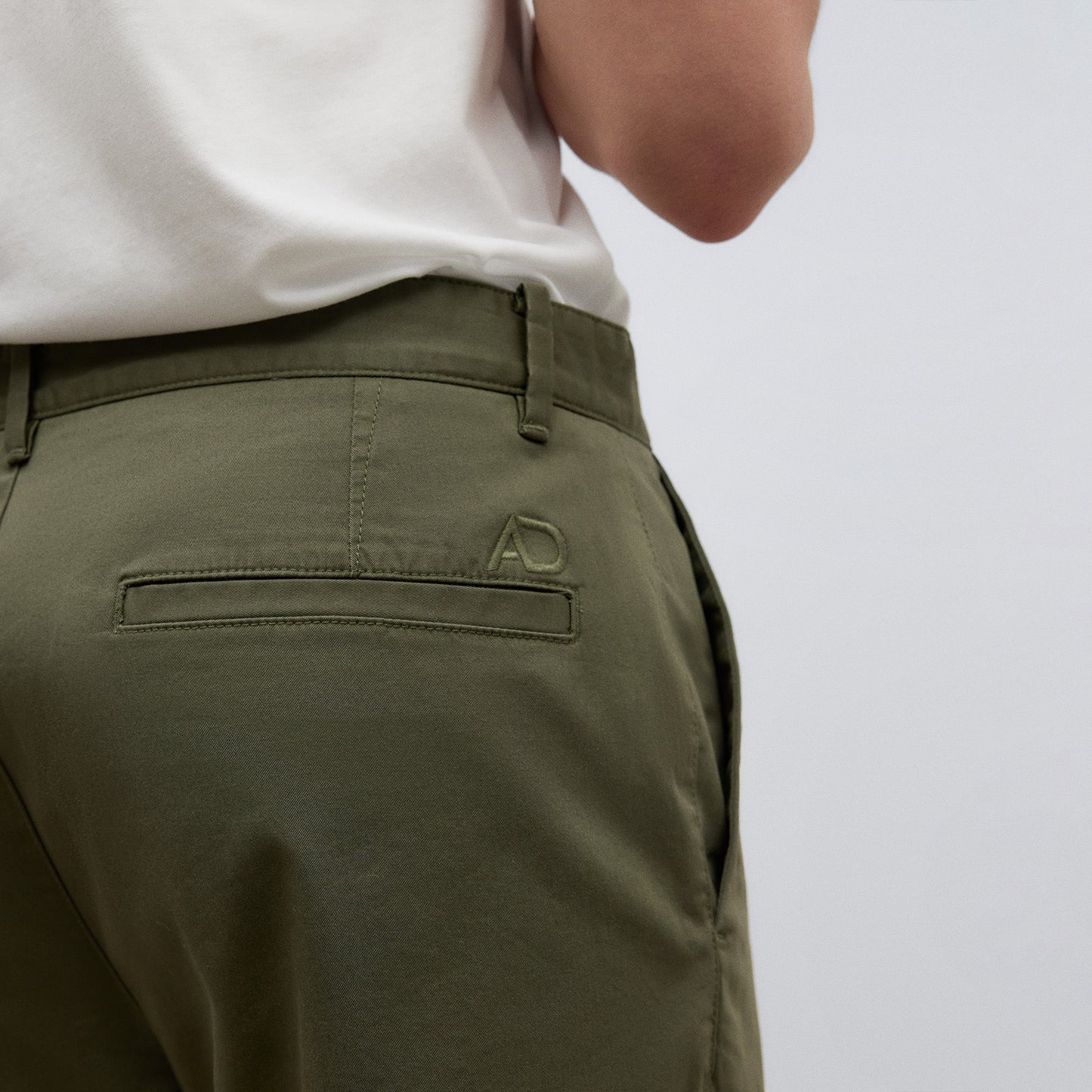 Dark Green Cotton Twill Chino Trousers