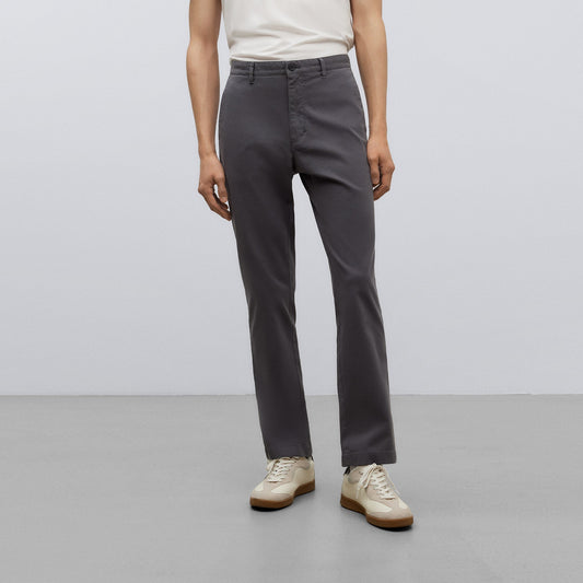 Dark Grey Grey Cotton Twill Chino Trousers