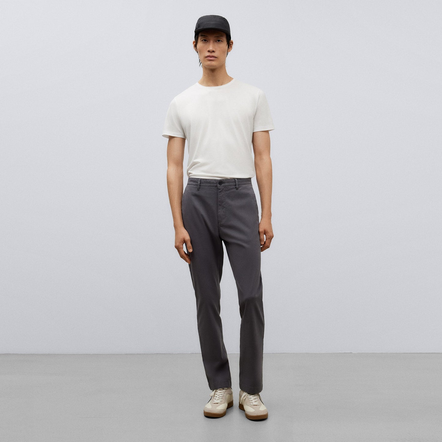 Dark Grey Grey Cotton Twill Chino Trousers