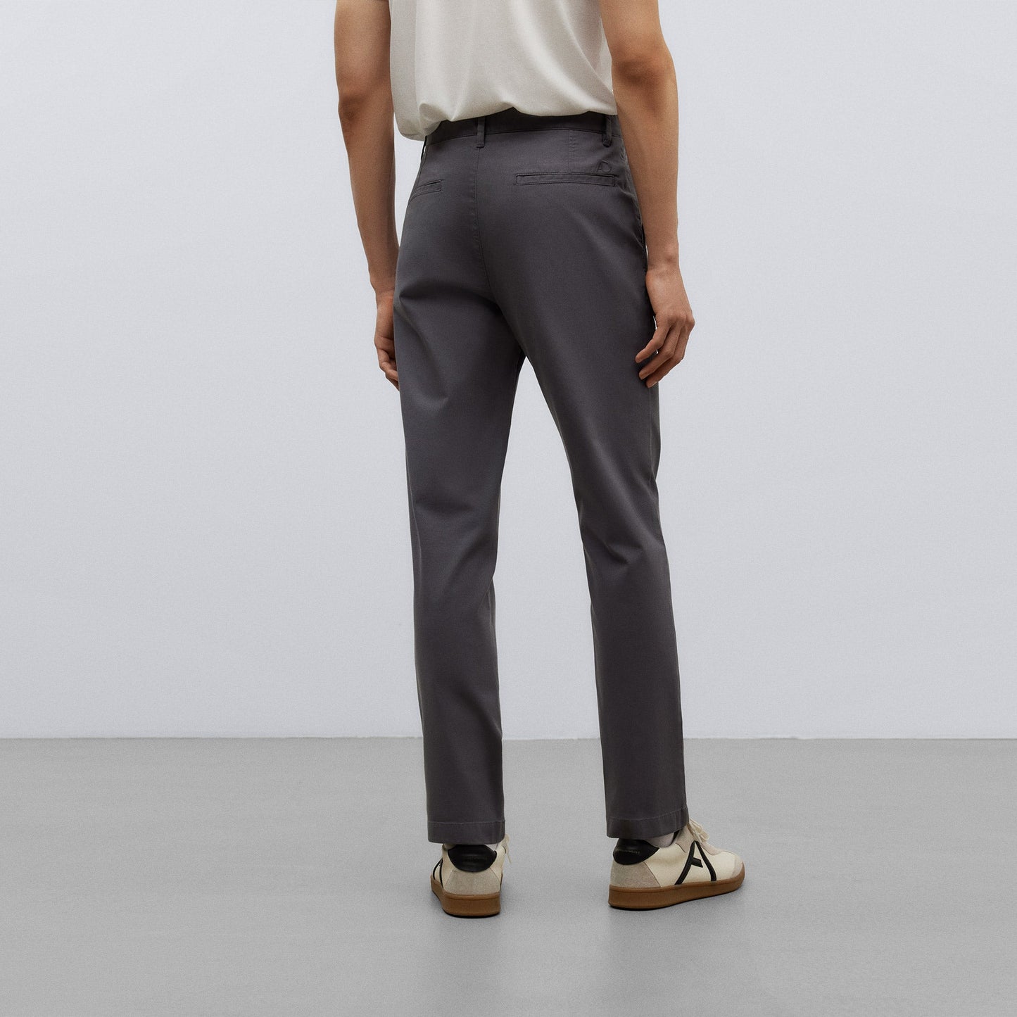 Dark Grey Grey Cotton Twill Chino Trousers