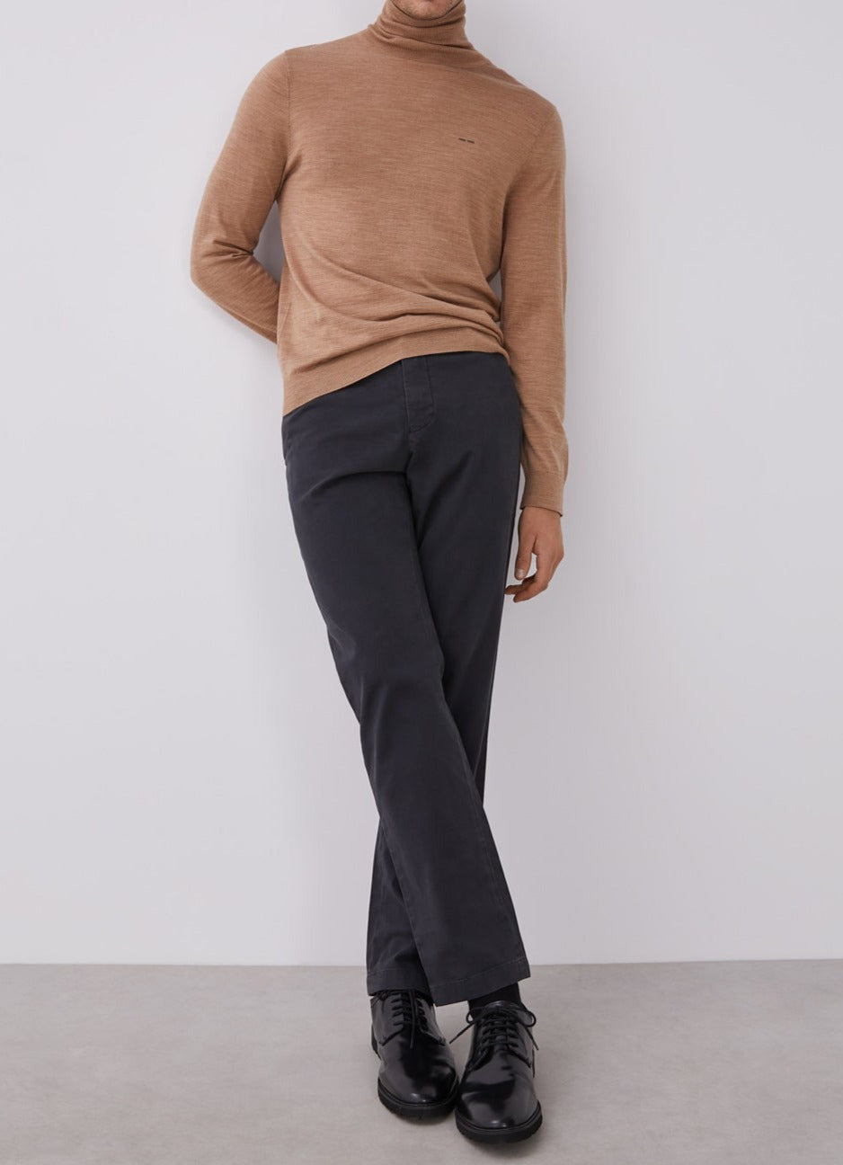 Charcoal Elastic Cotton Chino Trousers