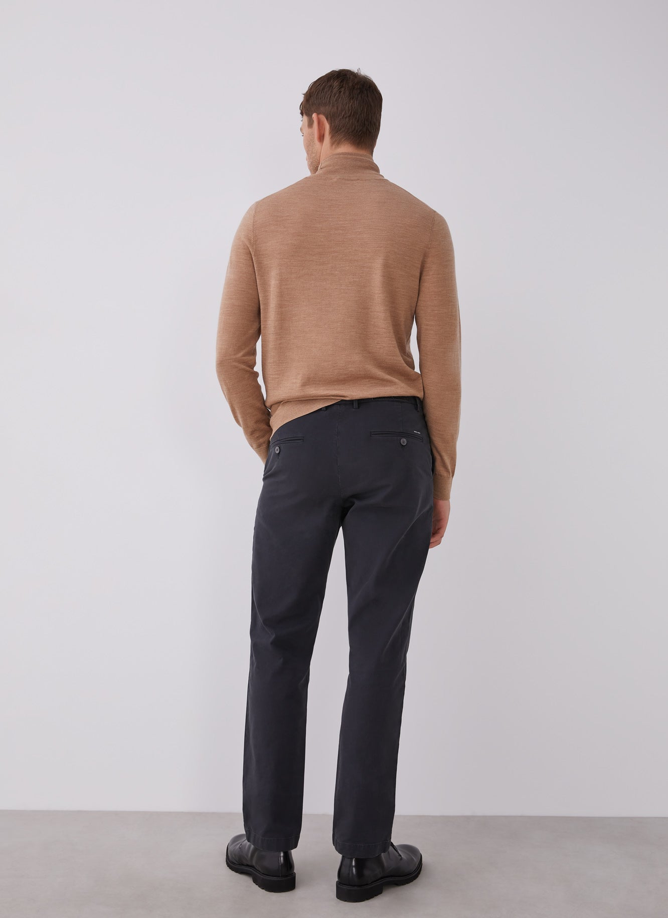 Charcoal Elastic Cotton Chino Trousers