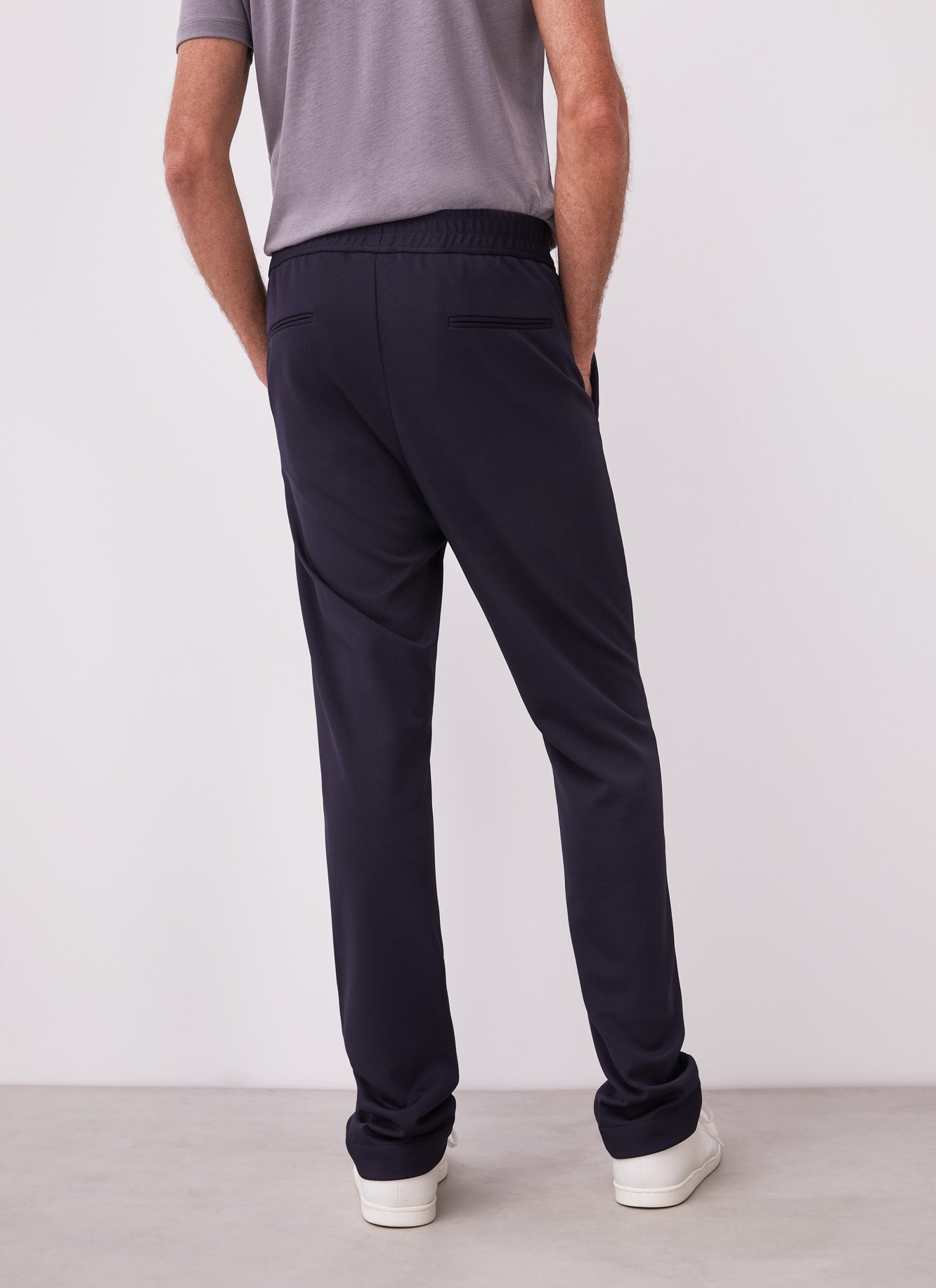 Navy Blue Trousers With Elastic Waist