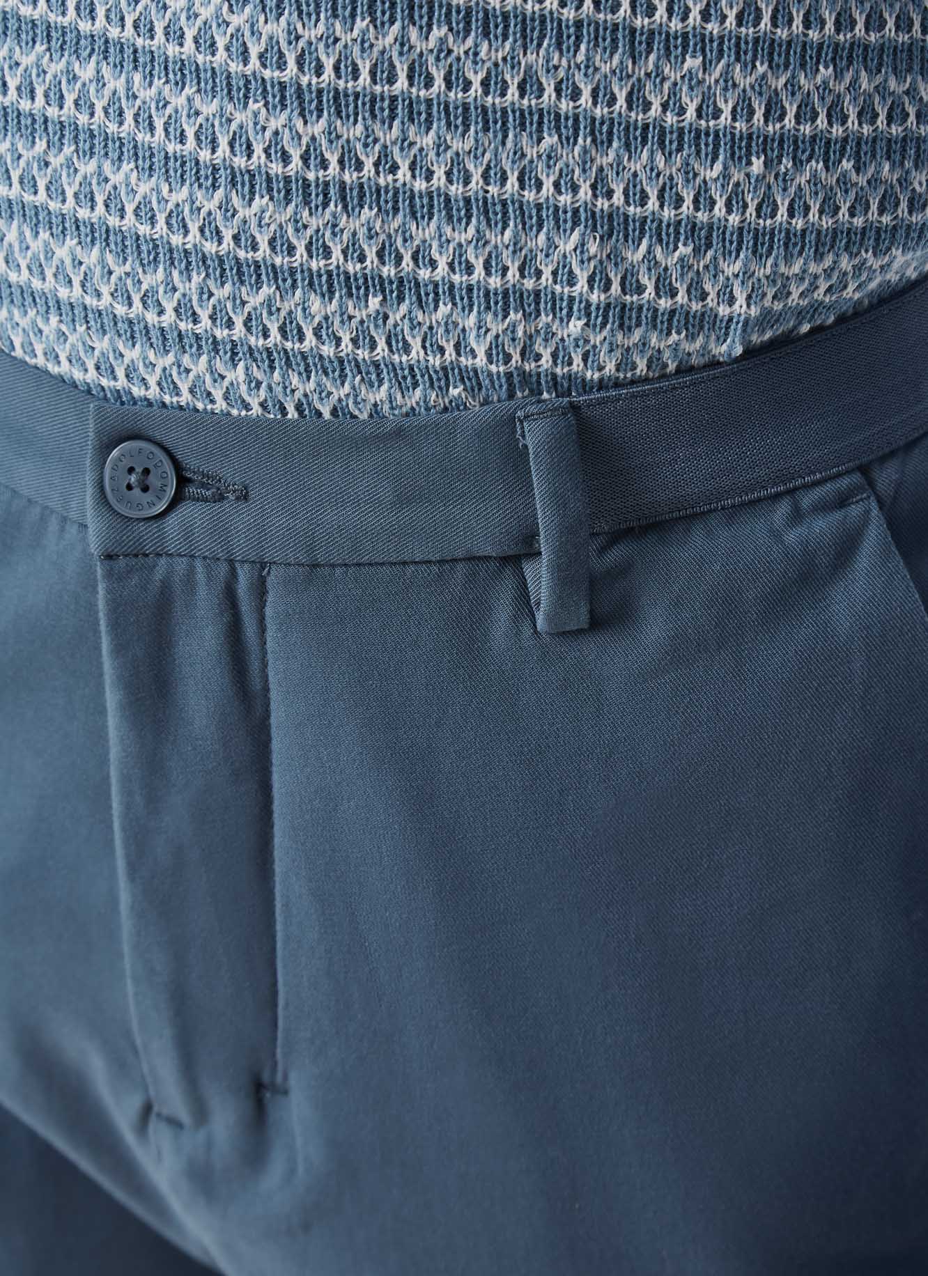 Blue Cotton Trousers With Elastic Waistline