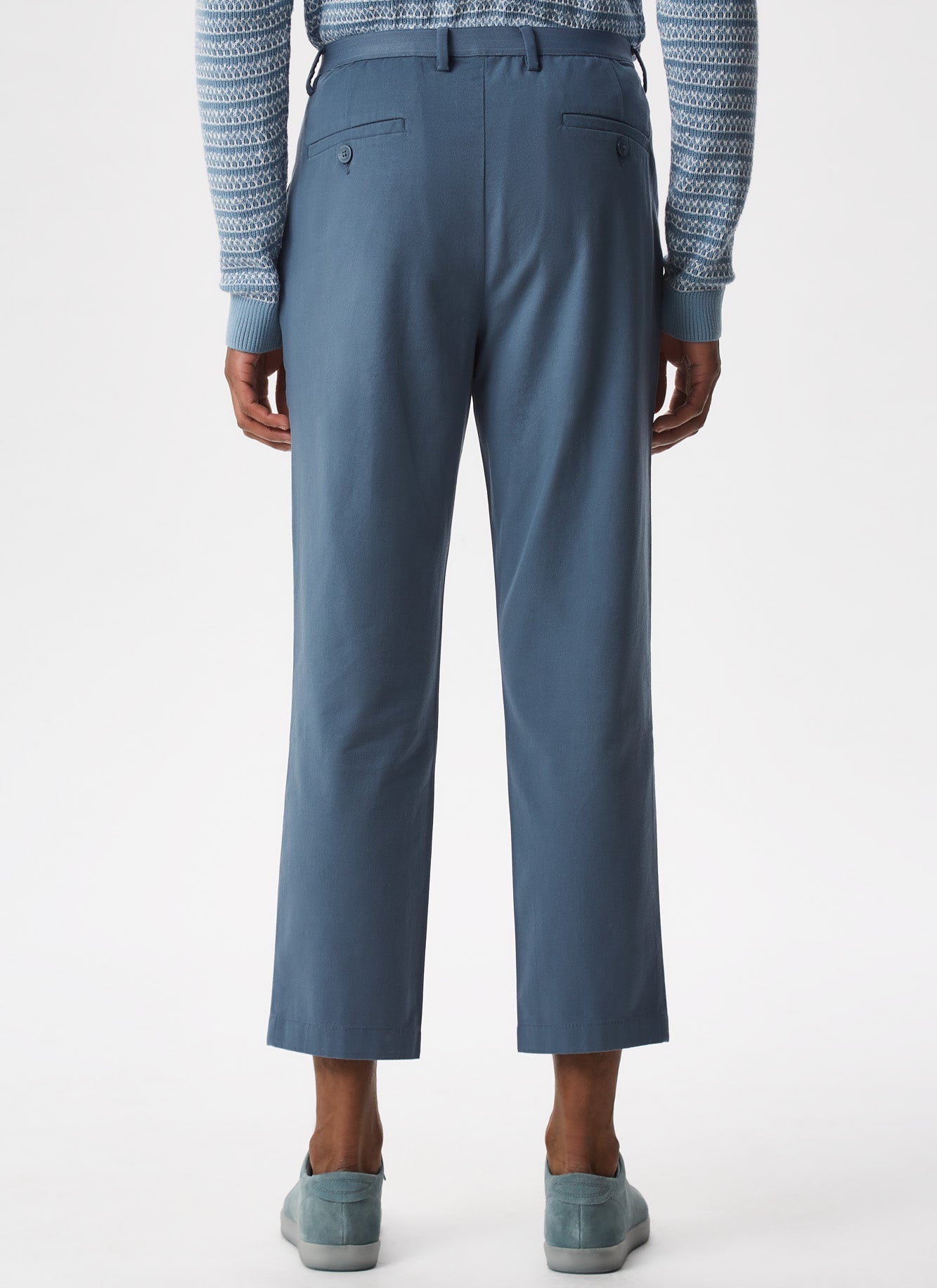 Blue Cotton Trousers With Elastic Waistline