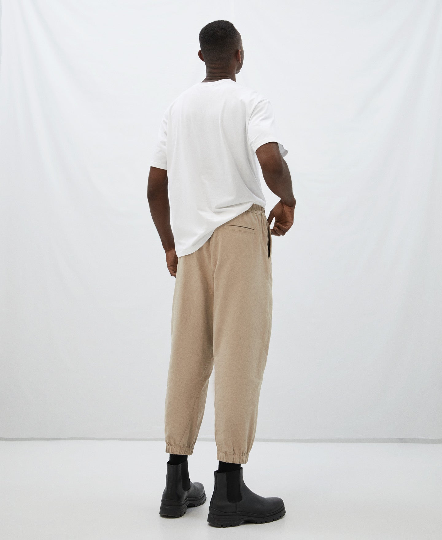 Stone Ankle Length Elasticated Nylon Trousers