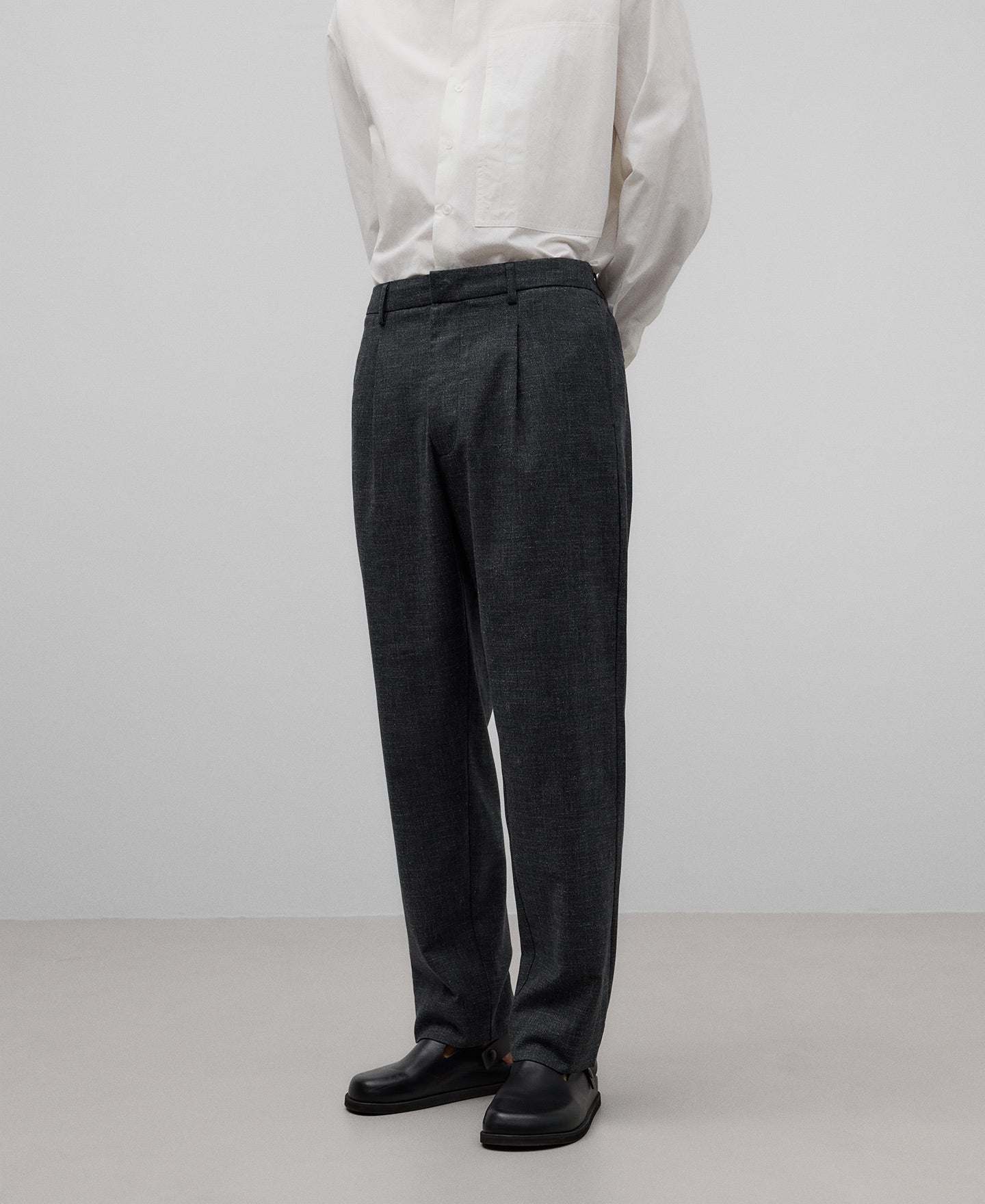 Melange gray relaxed fit trousers man in grey melange