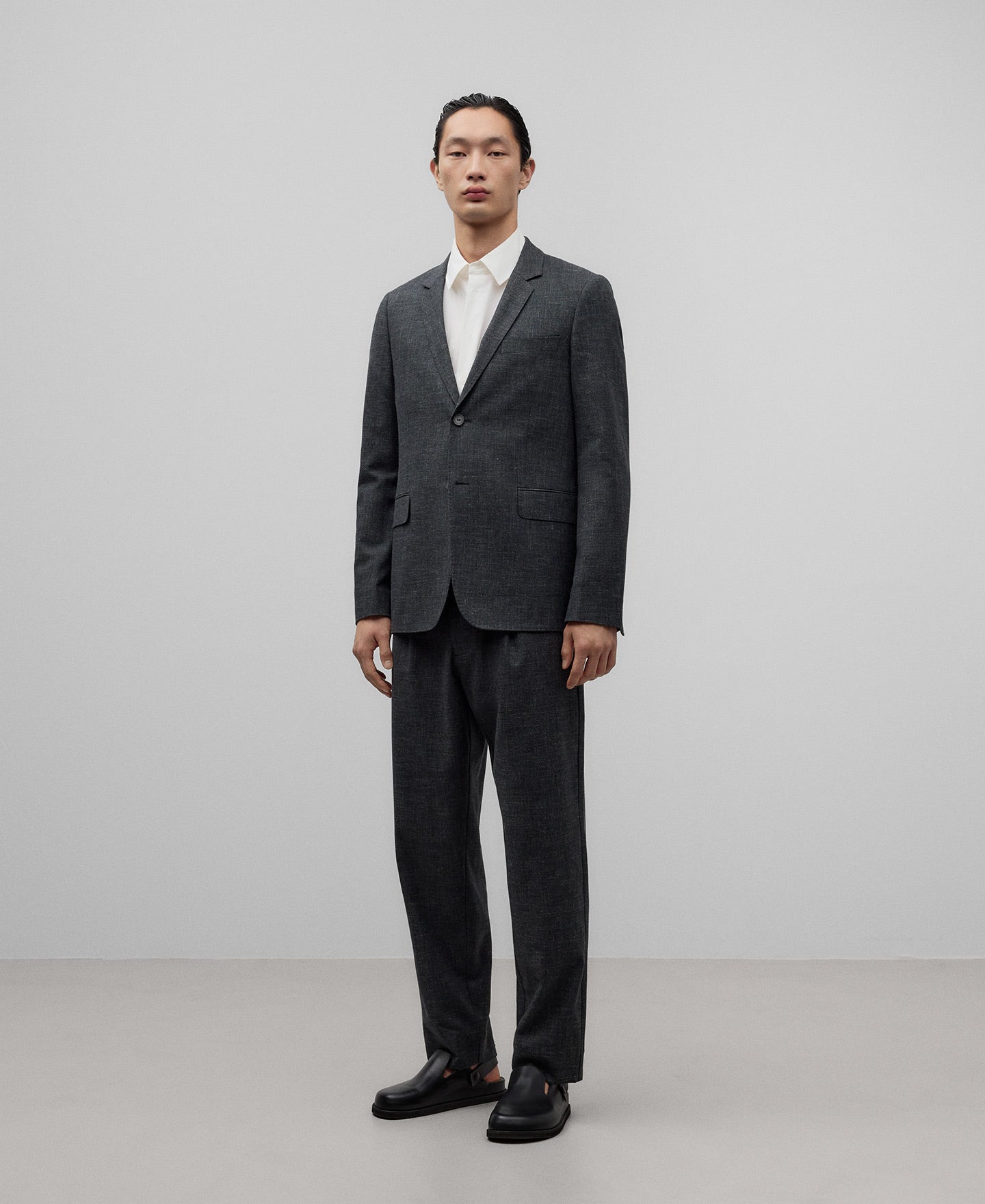 Melange gray relaxed fit trousers man in grey melange