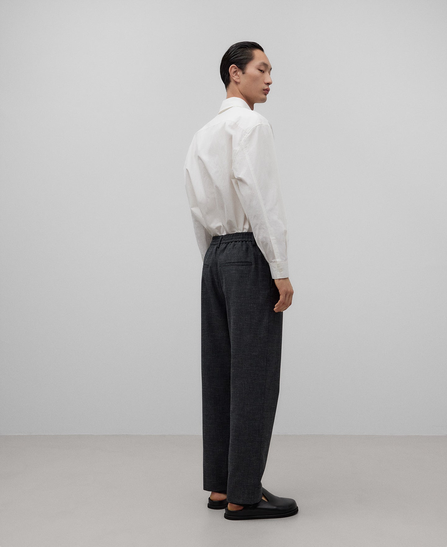 Melange gray relaxed fit trousers man in grey melange