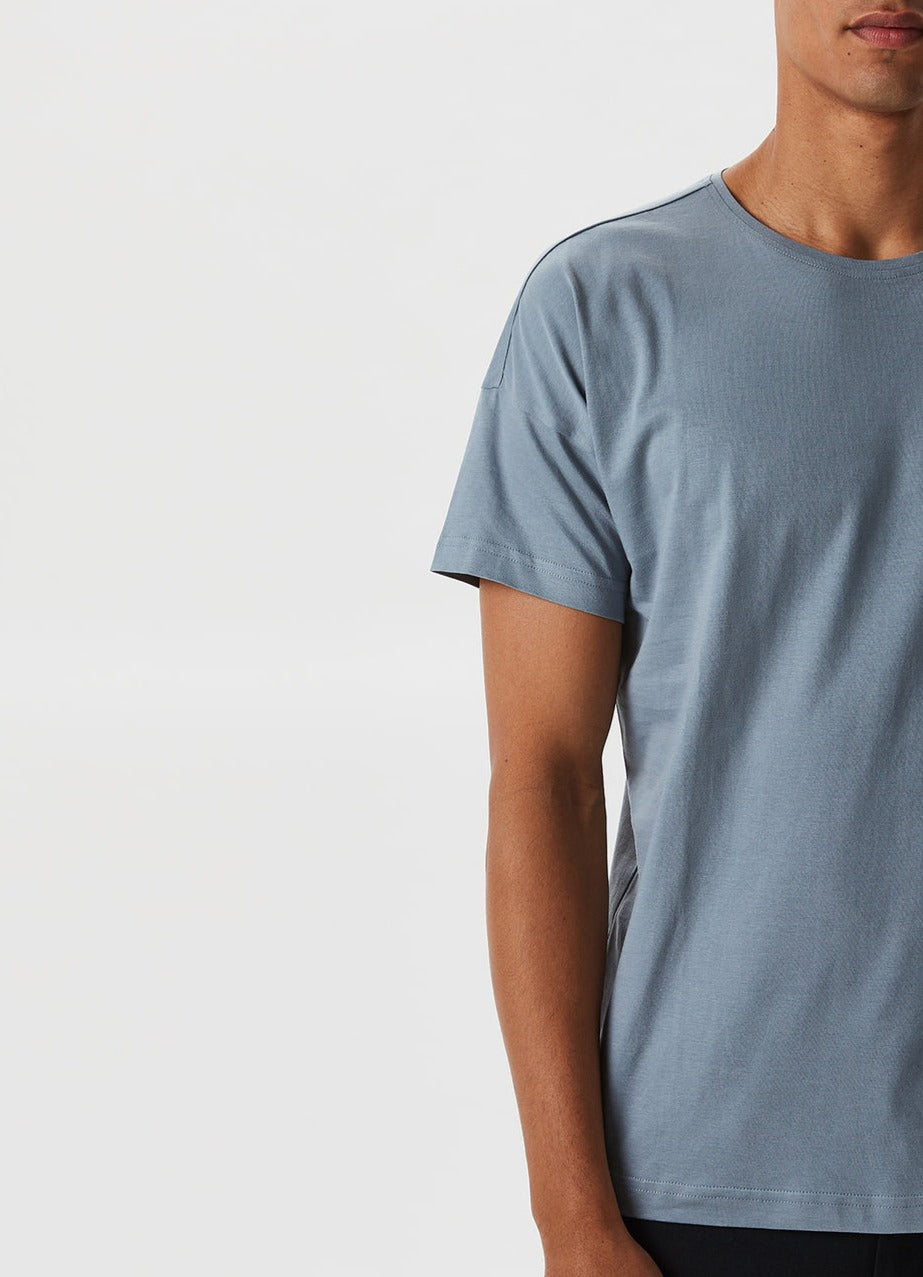 Grey Basic Cotton T-Shirt With Crew Neck