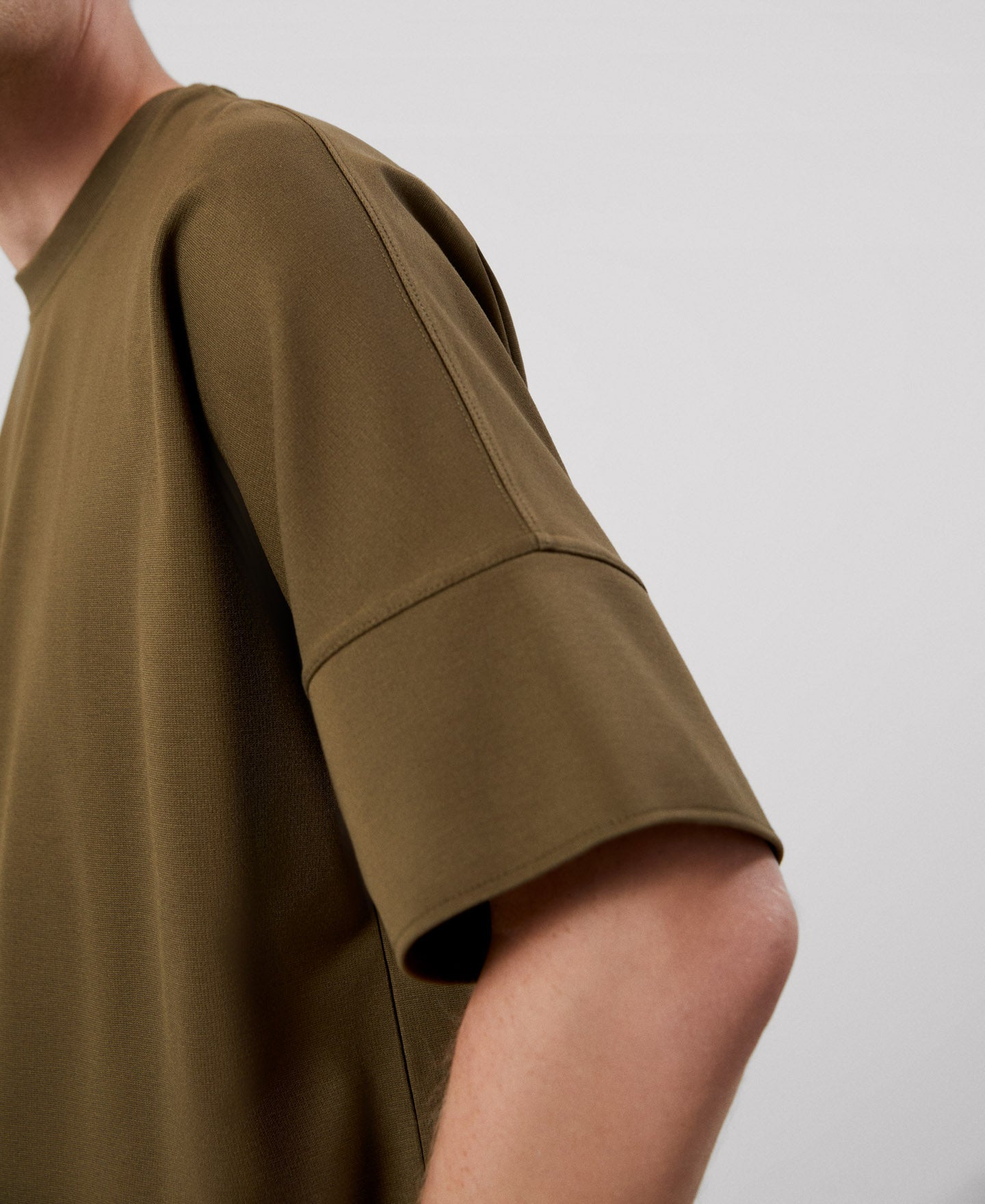 Khaki Viscose Fabric Oversize T-Shirt