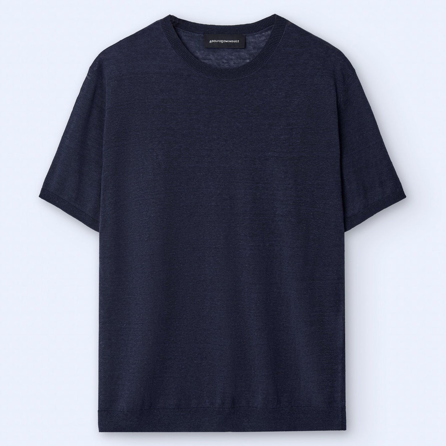 Prussian Blue Linen Blend Crew Neck Tee