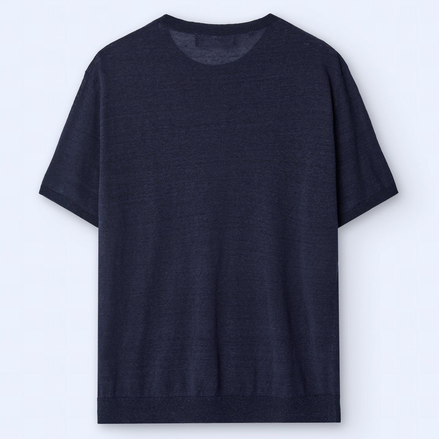 Prussian Blue Linen Blend Crew Neck Tee