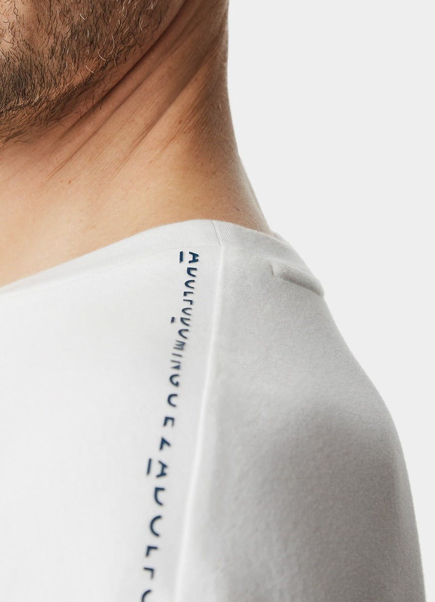 White Basic T-Shirt With Logo On Shoulder