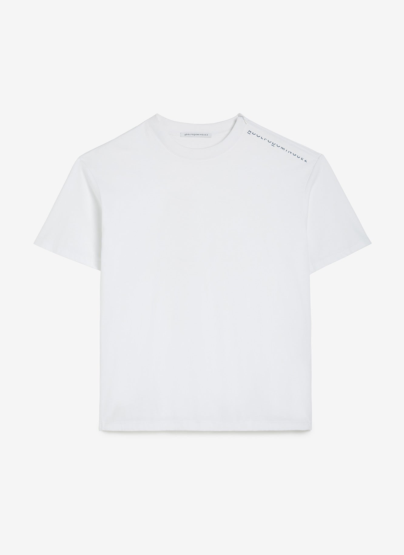 White Basic T-Shirt With Logo On Shoulder