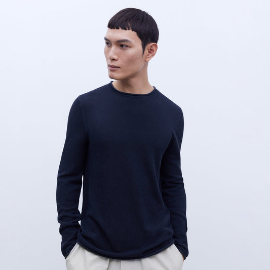 Navy Blue Crewneck Long Sleeve Tee