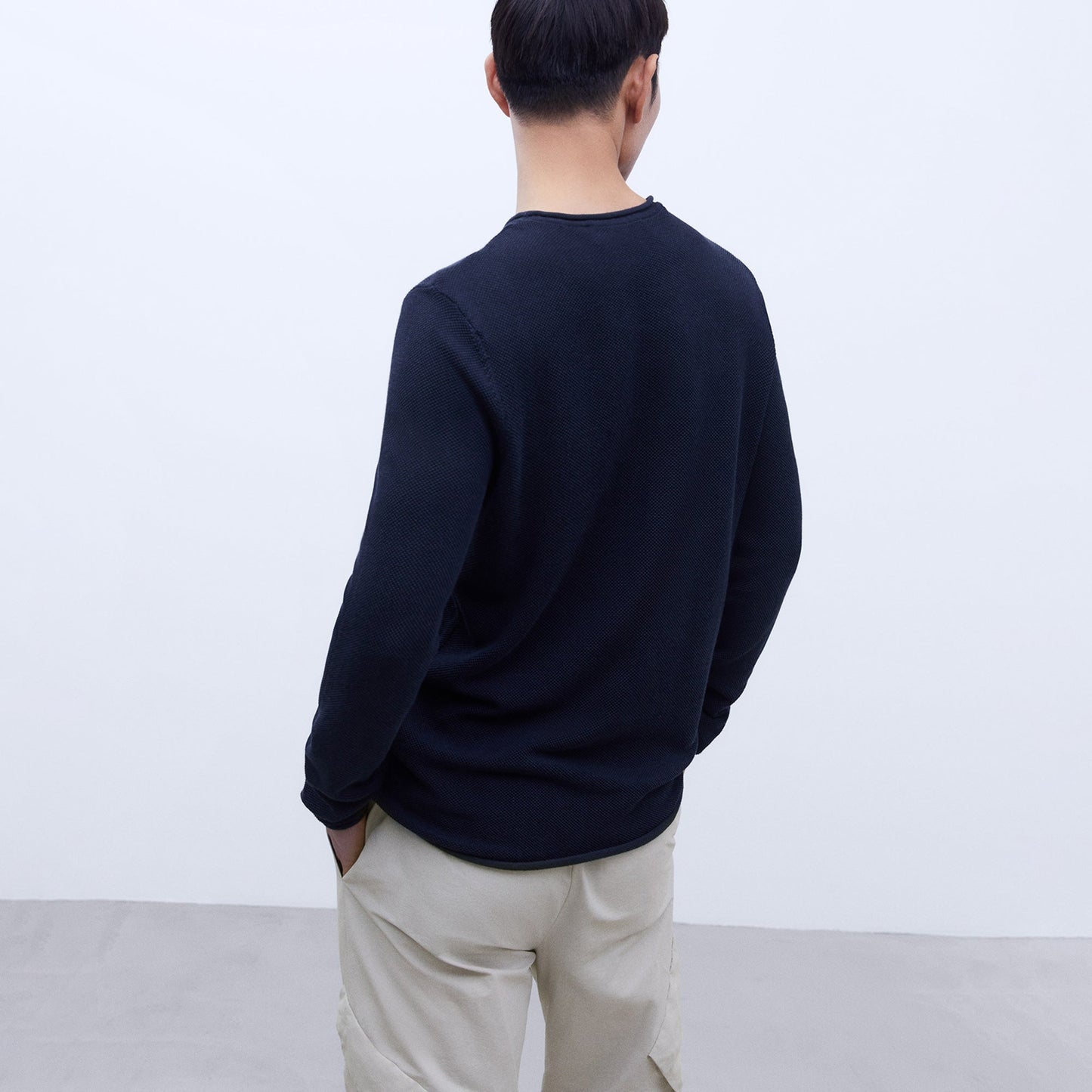 Navy Blue Crewneck Long Sleeve Tee