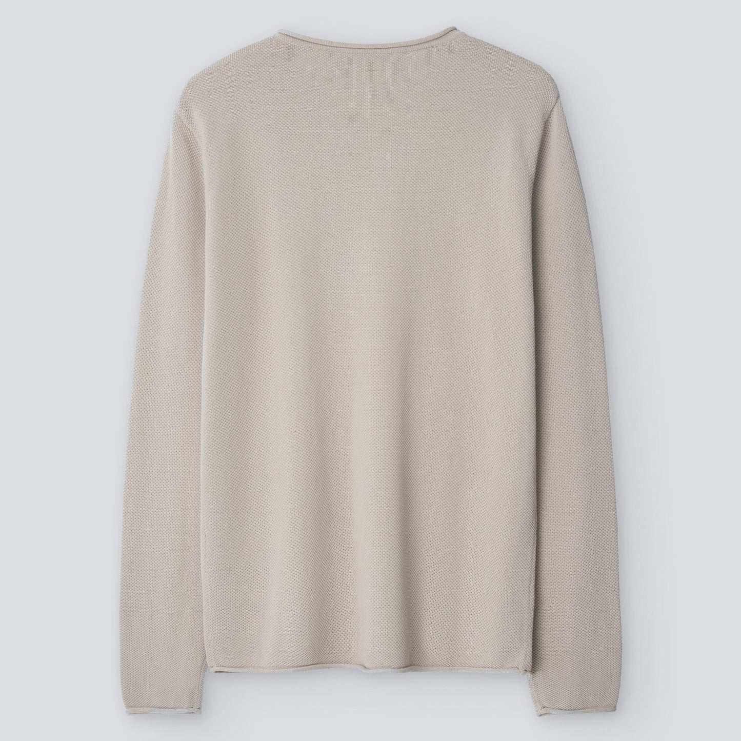 Beige Roll-Neck Cotton T-Shirt