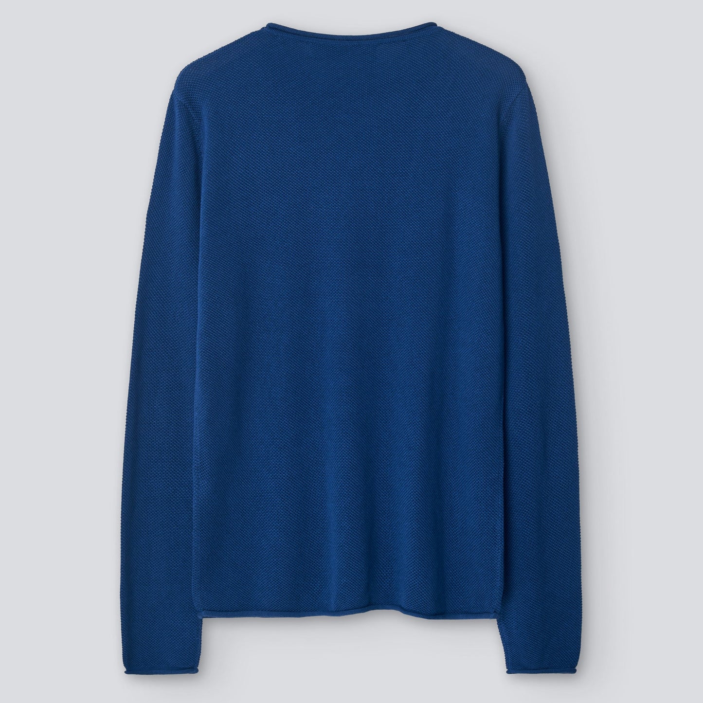 Blue Roll-Neck Cotton T-Shirt