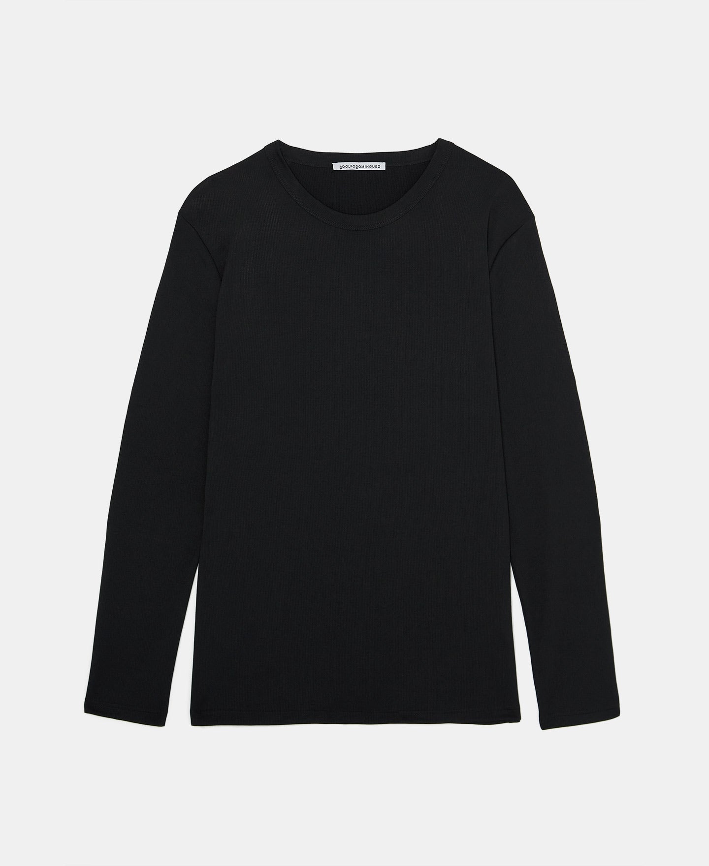 Black Long Sleeve T-Shirt In Wrinkled Fabric