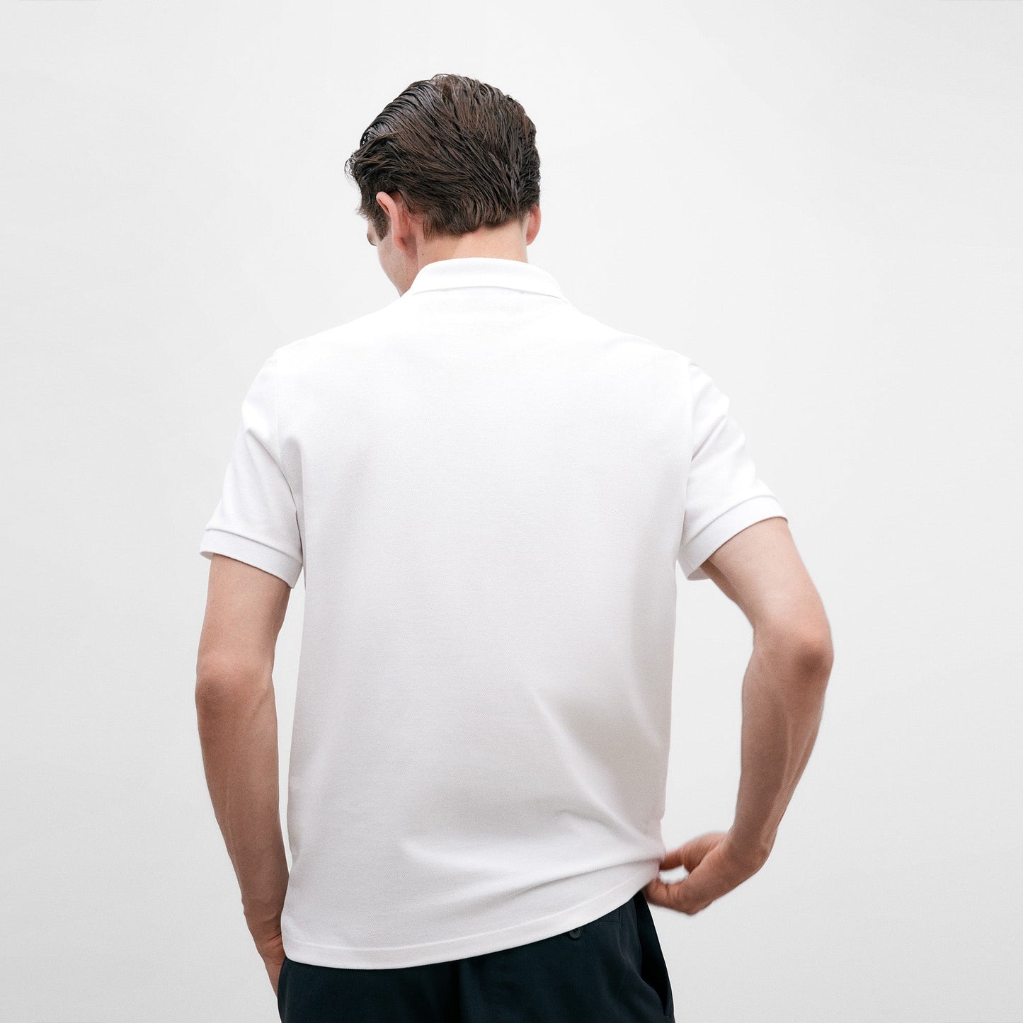 White Mercerised Cotton Polo Shirt For Men