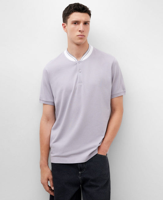 Bomber Collar Cotton Polo Shirt For Men