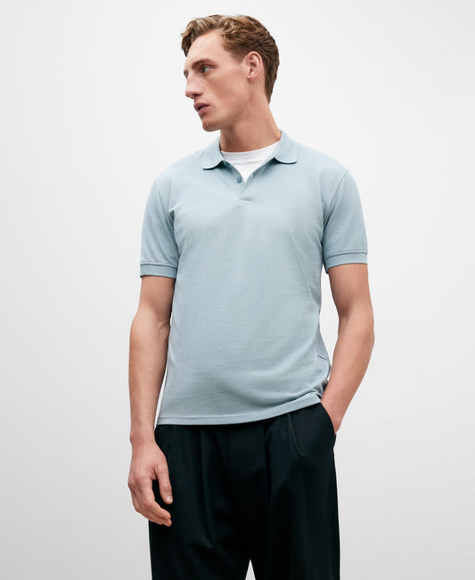 Green Cotton Piqué Polo Shirt For Men