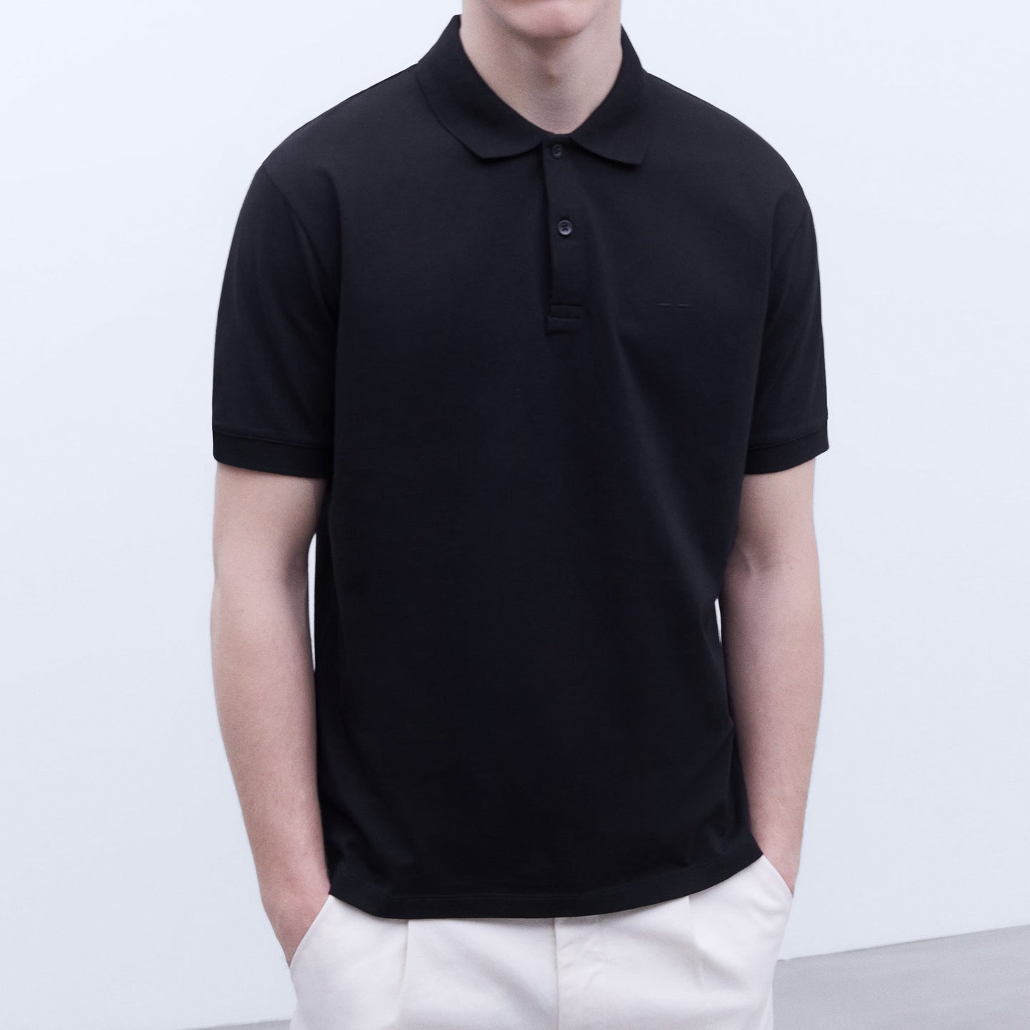 Black Cotton Polo Shirt