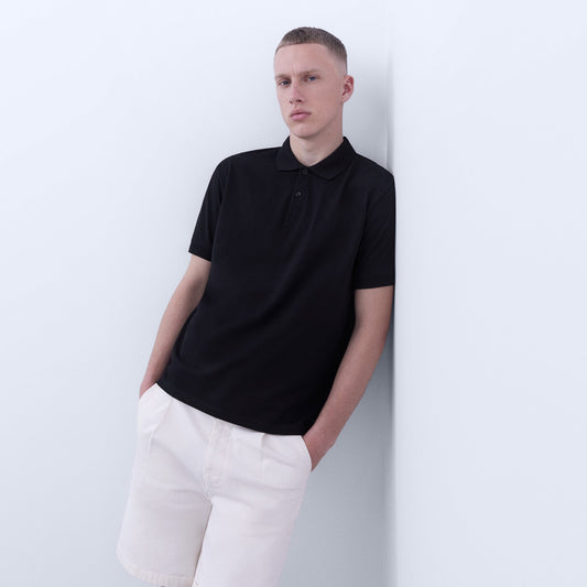 Black Cotton Polo Shirt