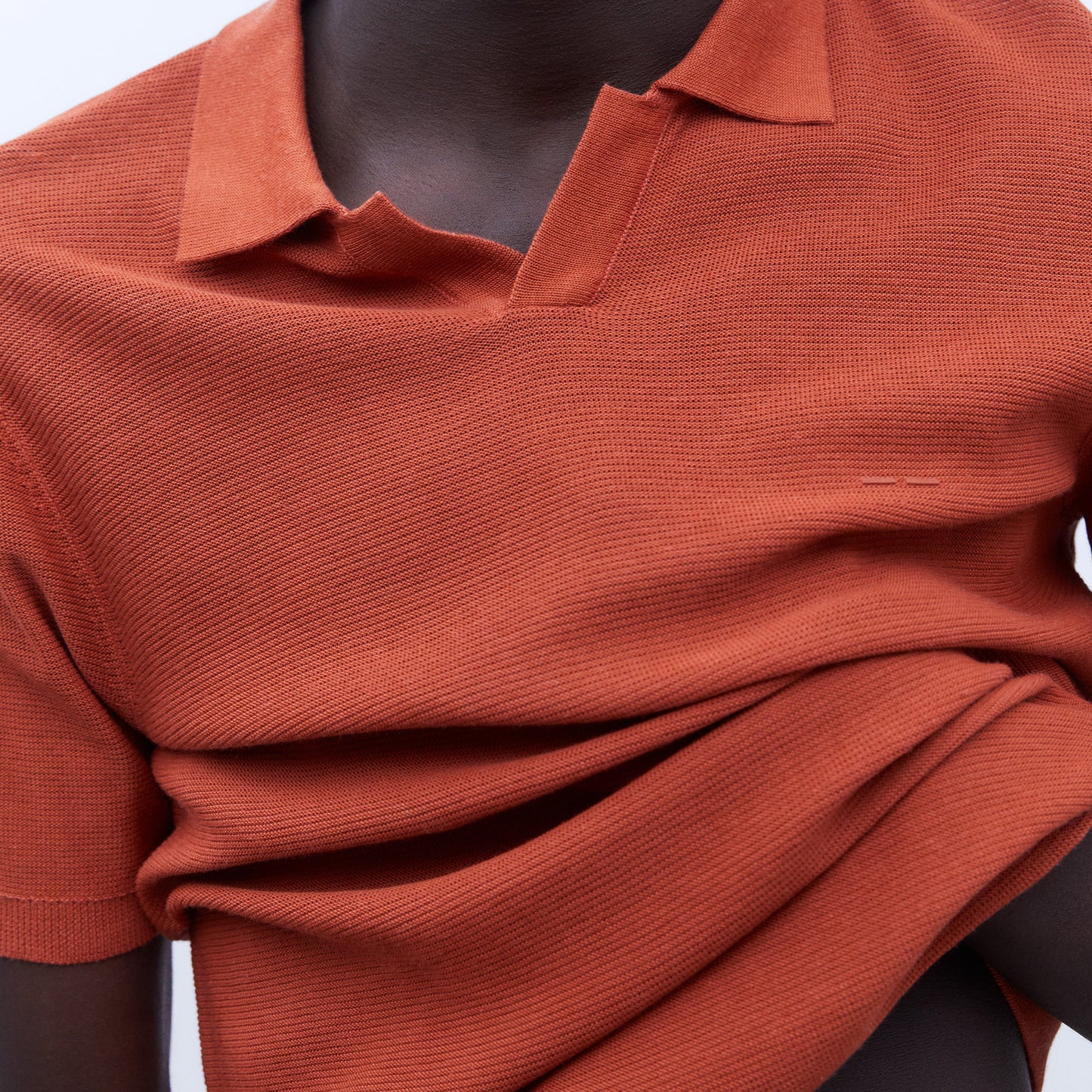 Rust Buttonless Polo Shirt