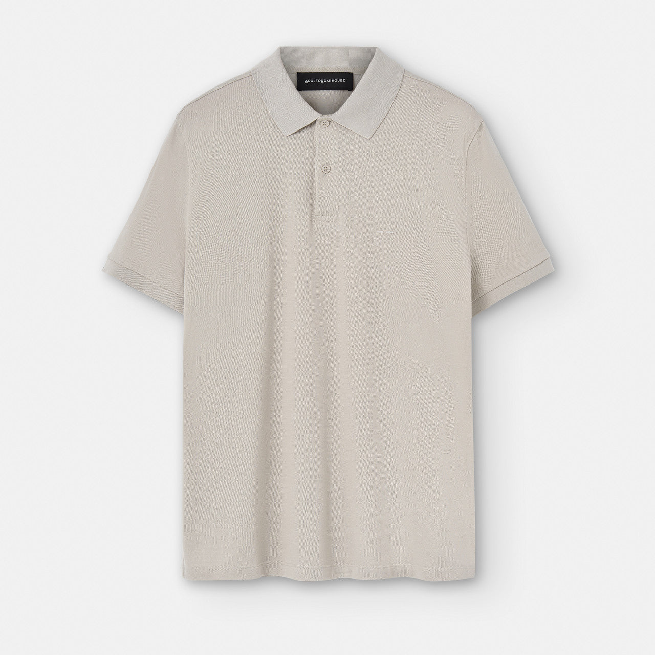 Light Grey Cotton Pique Two Button Polo Shirt