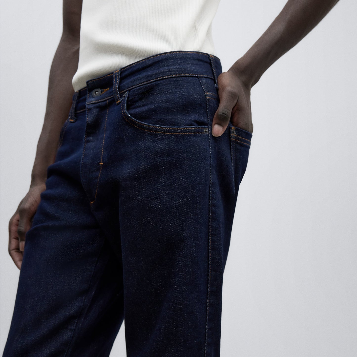 Denim Blue Blue Cotton Denim Trousers