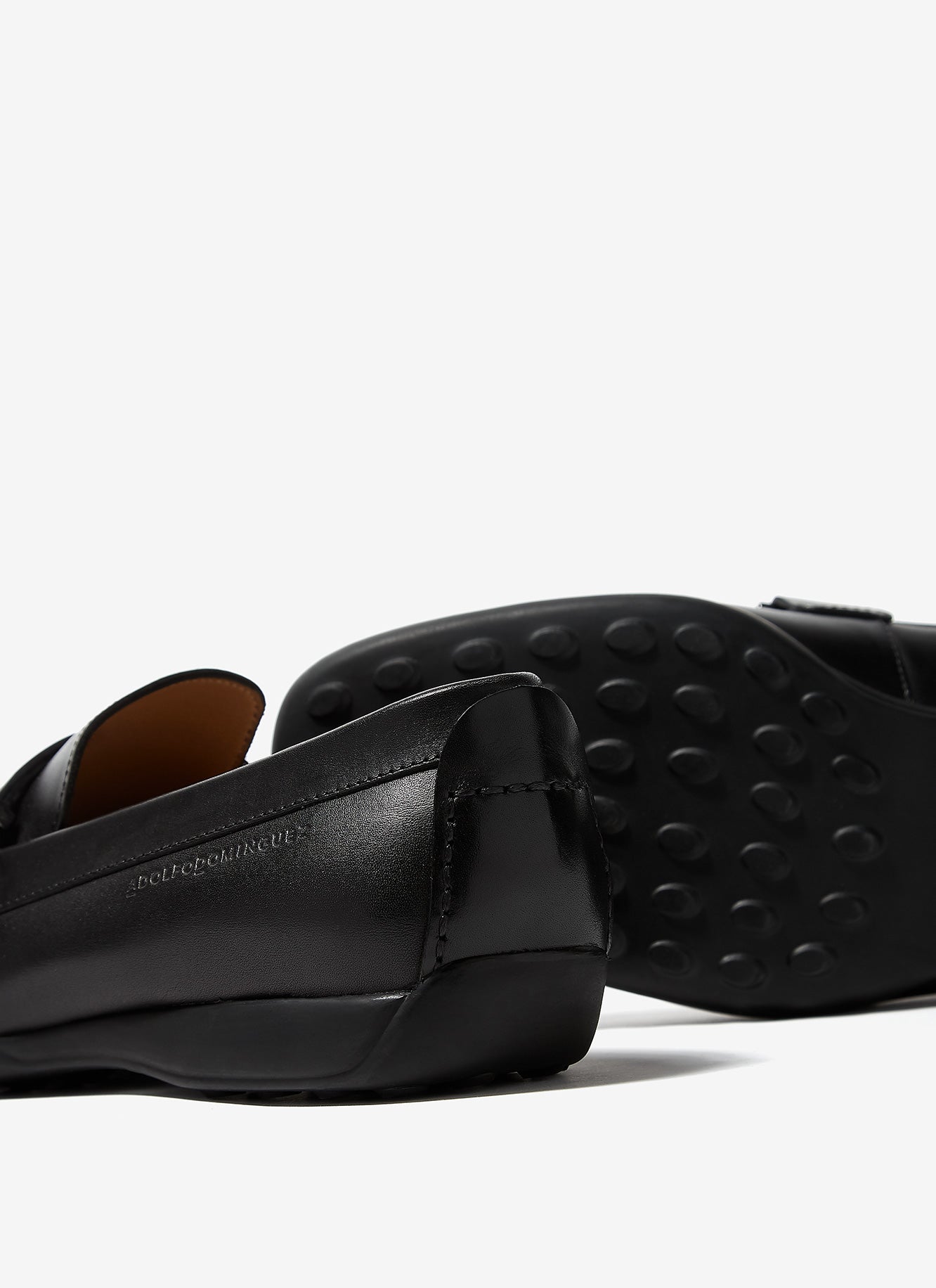 Black Leather Moccasins With Rubber Sole