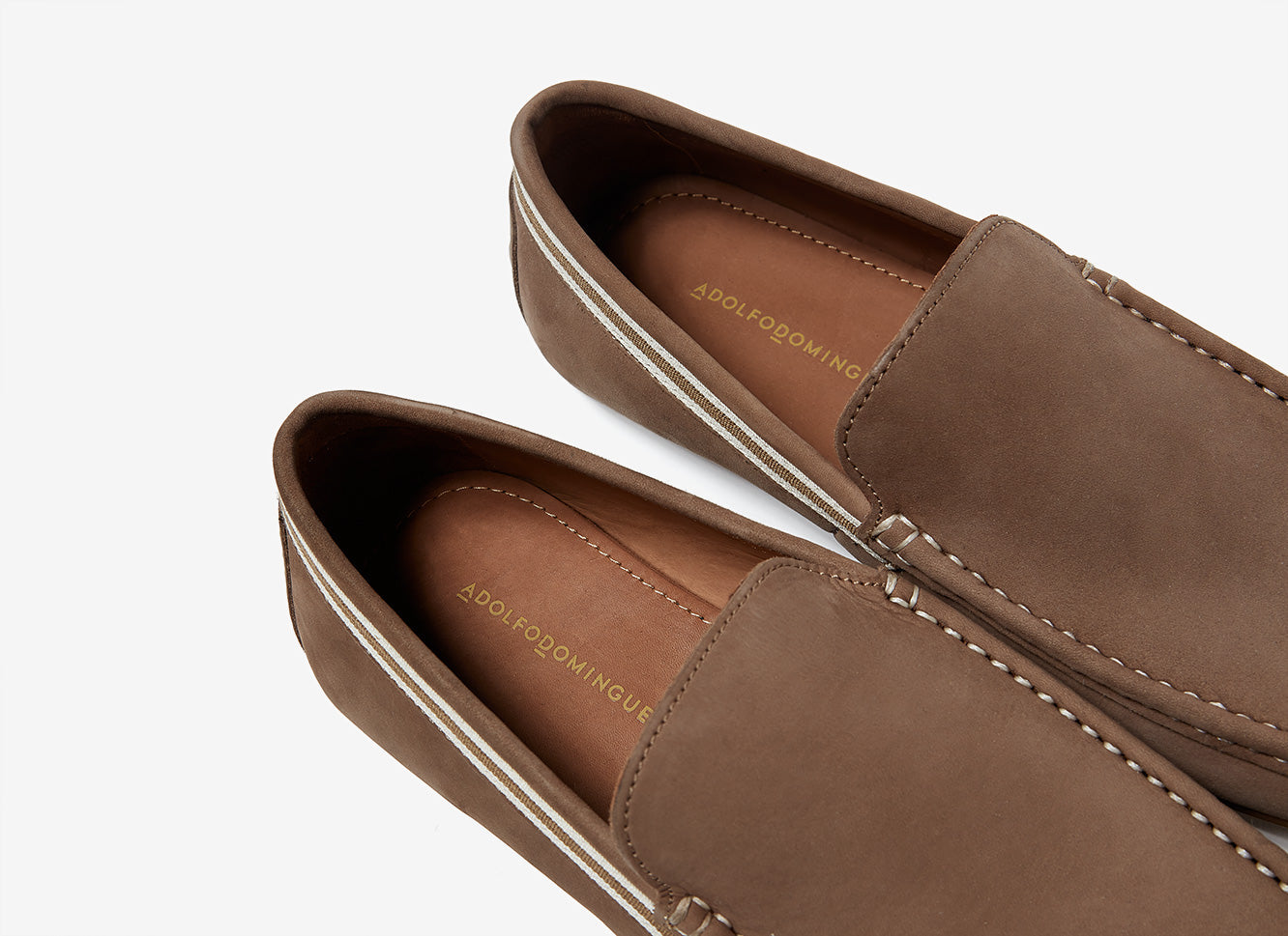 Sand Nubuck Leather Moccasin With Rubber Sole