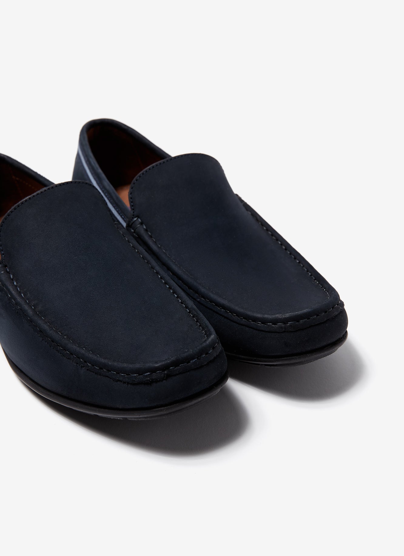 Navy Blue Suede Moccasin With Rubber Sole